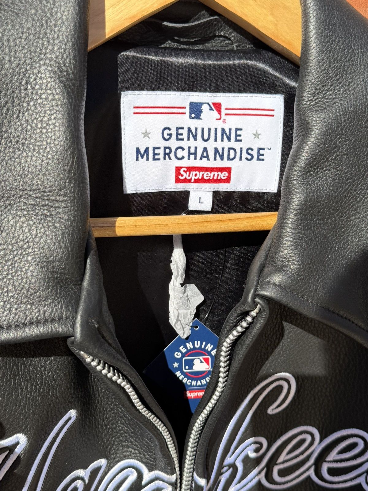 New York Yankees × Supreme Supreme Yankee Kanji Leather Varsity Jacket Size Large Size US L / EU 52-54 / 3 - 7 Thumbnail