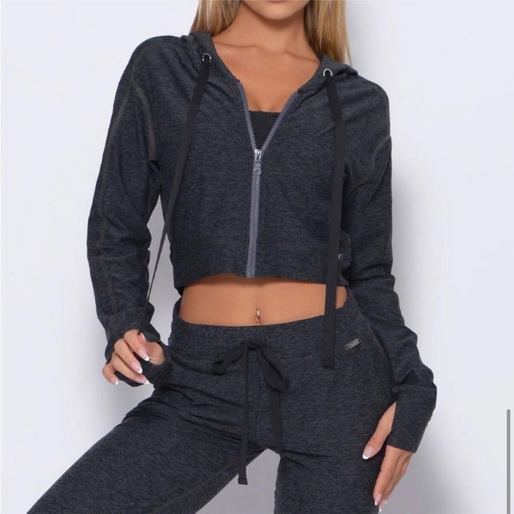 Designer Bombshell Sportswear Cozy Zip Cropped Hoodie Charcoal Gray M Size M / US 6-8 / IT 42-44 - 2 Thumbnail