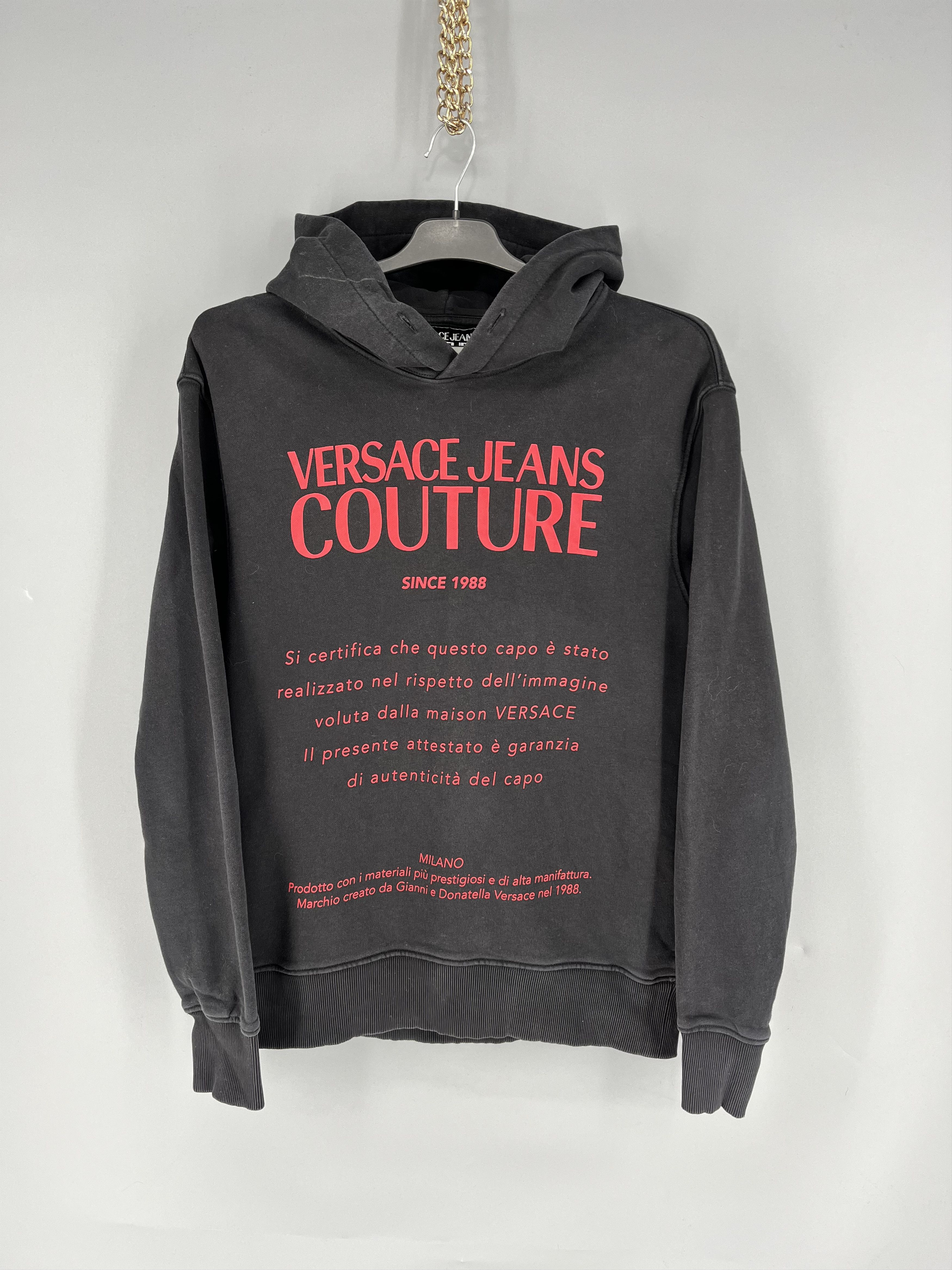 Versace Jeans Couture Versace Jeans Couture Men's Black Red Logo Hooded Sweatshirt Size US S / EU 44-46 / 1 - 1 Thumbnail