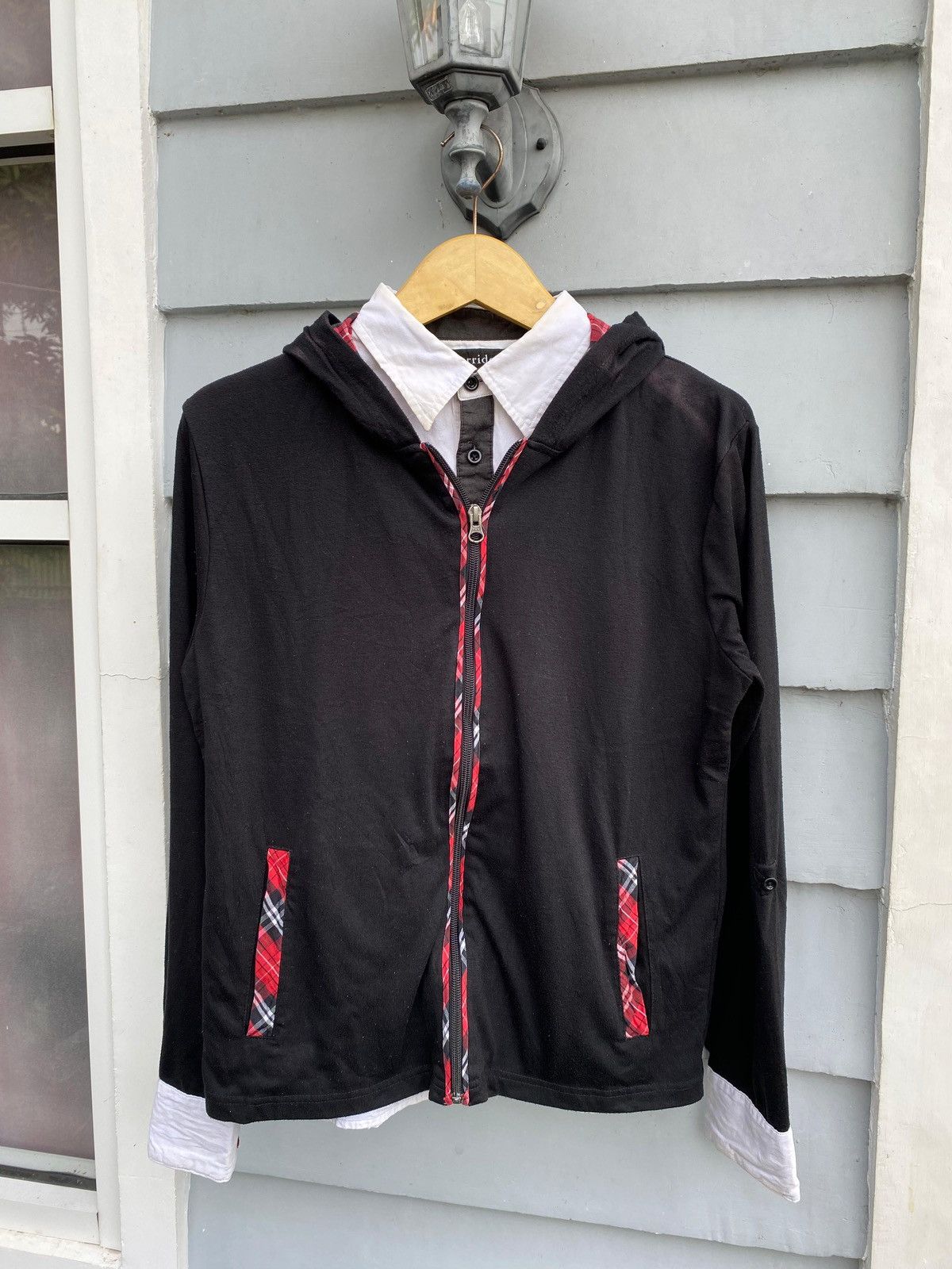 If Six Was Nine Sorridere Layered Hoodie Shirt Built-in Button-Up & Plaid Size US L / EU 52-54 / 3 - 1 Thumbnail
