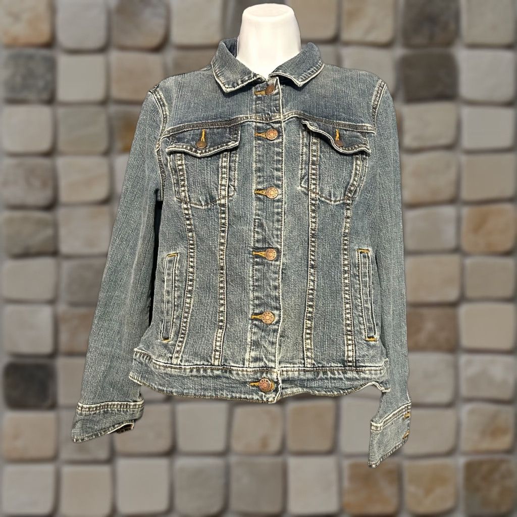 J.Crew VINTAGE J. Crew Blue Denim Jean Jacket Women Large Trucker Style Style#63092 Pockets Jeans Jacket Size 36" / US 14 / IT 50 - 1 Thumbnail