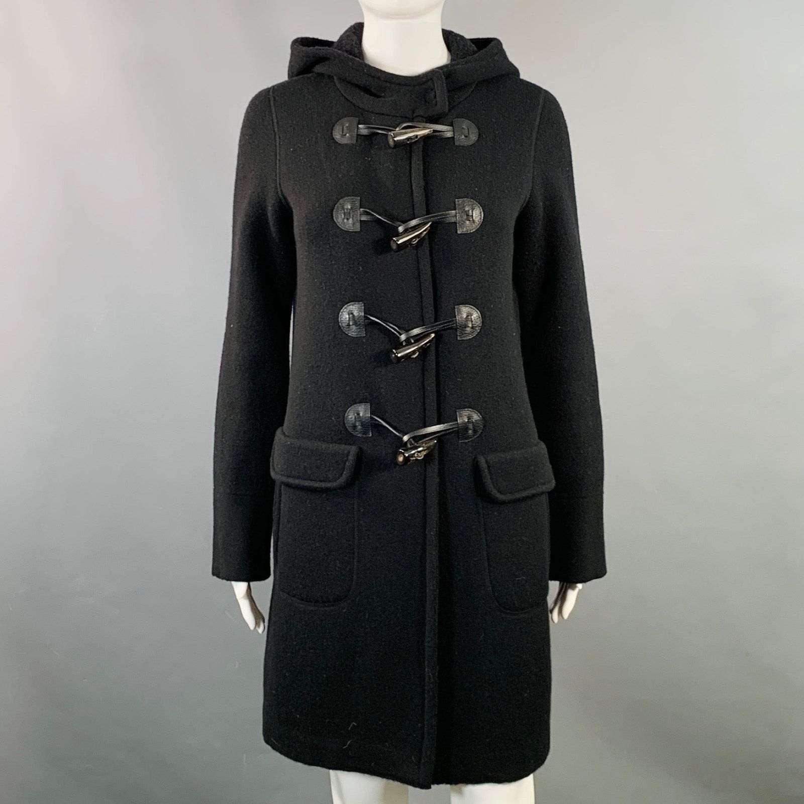 Other Size 4 Black Wool Cashmere Knit Hooded Toggle Closure Coat Size S / US 4 / IT 40 - 1 Thumbnail