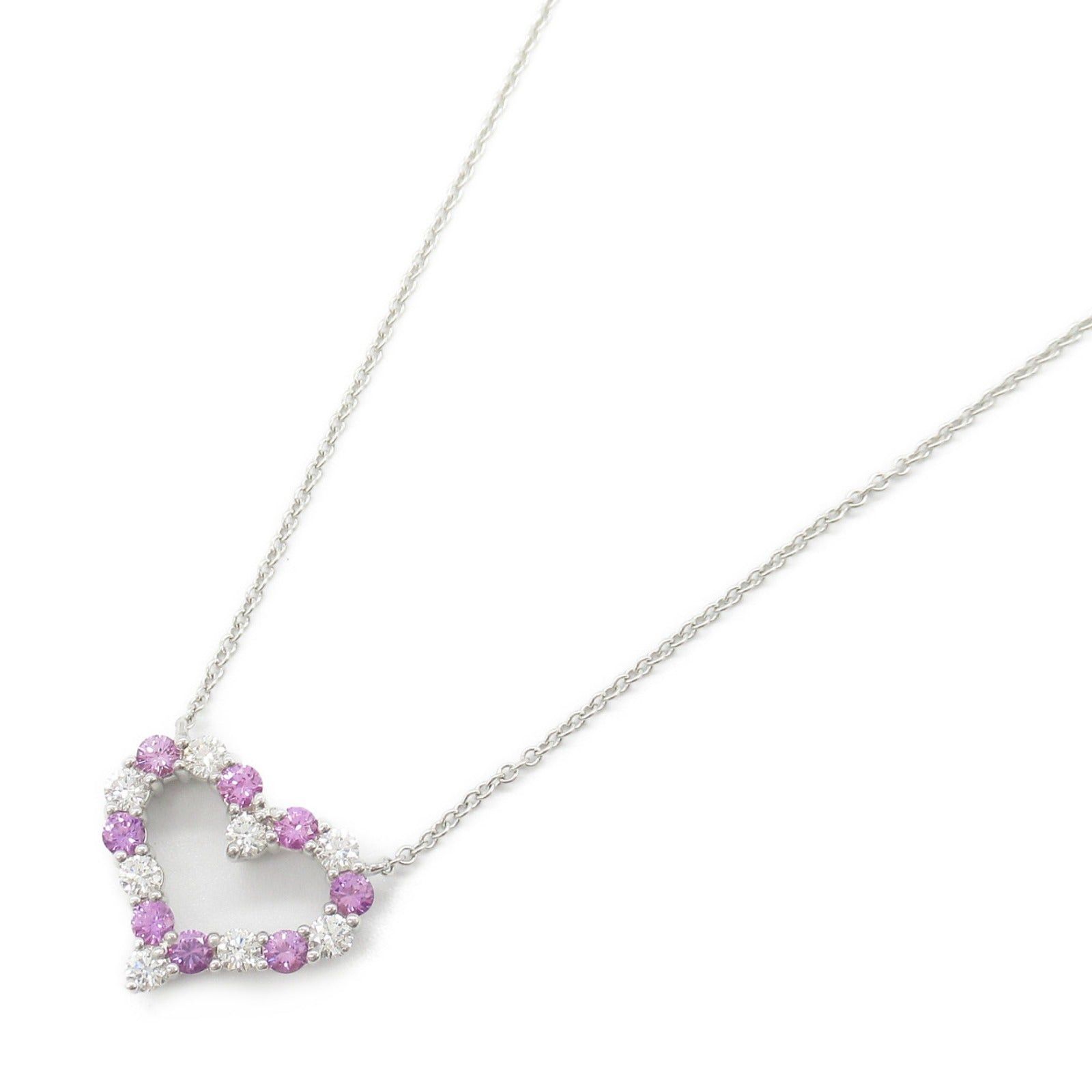 Tiffany & Co. Tiffany Co Sentimental Heart Pink Sapphire Diamond Necklace Pt950 Platinum Clear Size ONE SIZE - 1 Thumbnail