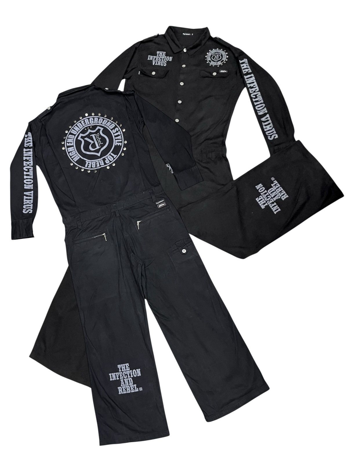 Post Overalls Vtg Top Rebel "Infection Virus" Gothic Underground Coverall Size US 32 / EU 48 - 1 Thumbnail