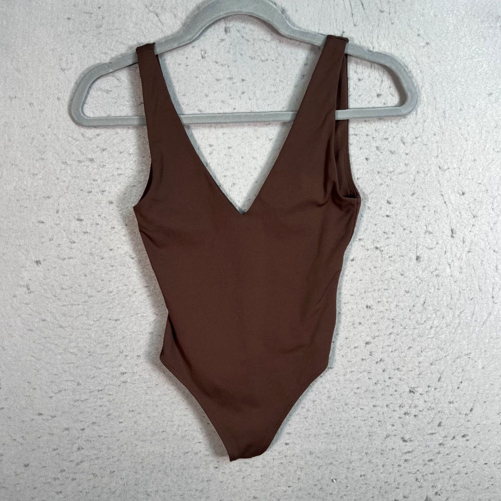 Vintage Babaton Bodysuit Size XS Brown Nylon Blend V-Neck Womens Size XS / US 0-2 / IT 36-38 - 2 Thumbnail