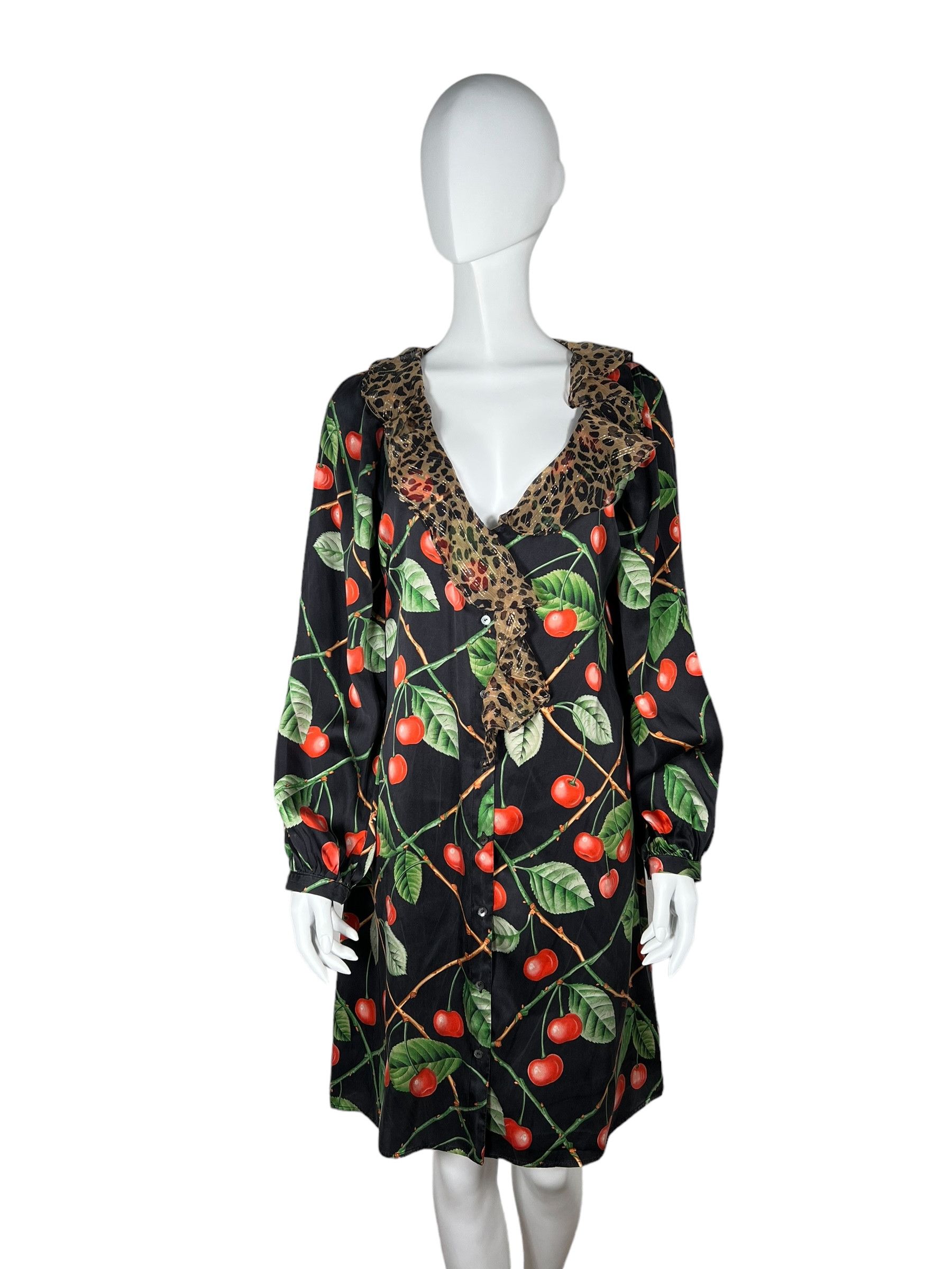 John Galliano Galliano 2003 Cherry & Leopard Print Dress Size L / US 10 / IT 46 - 1 Thumbnail