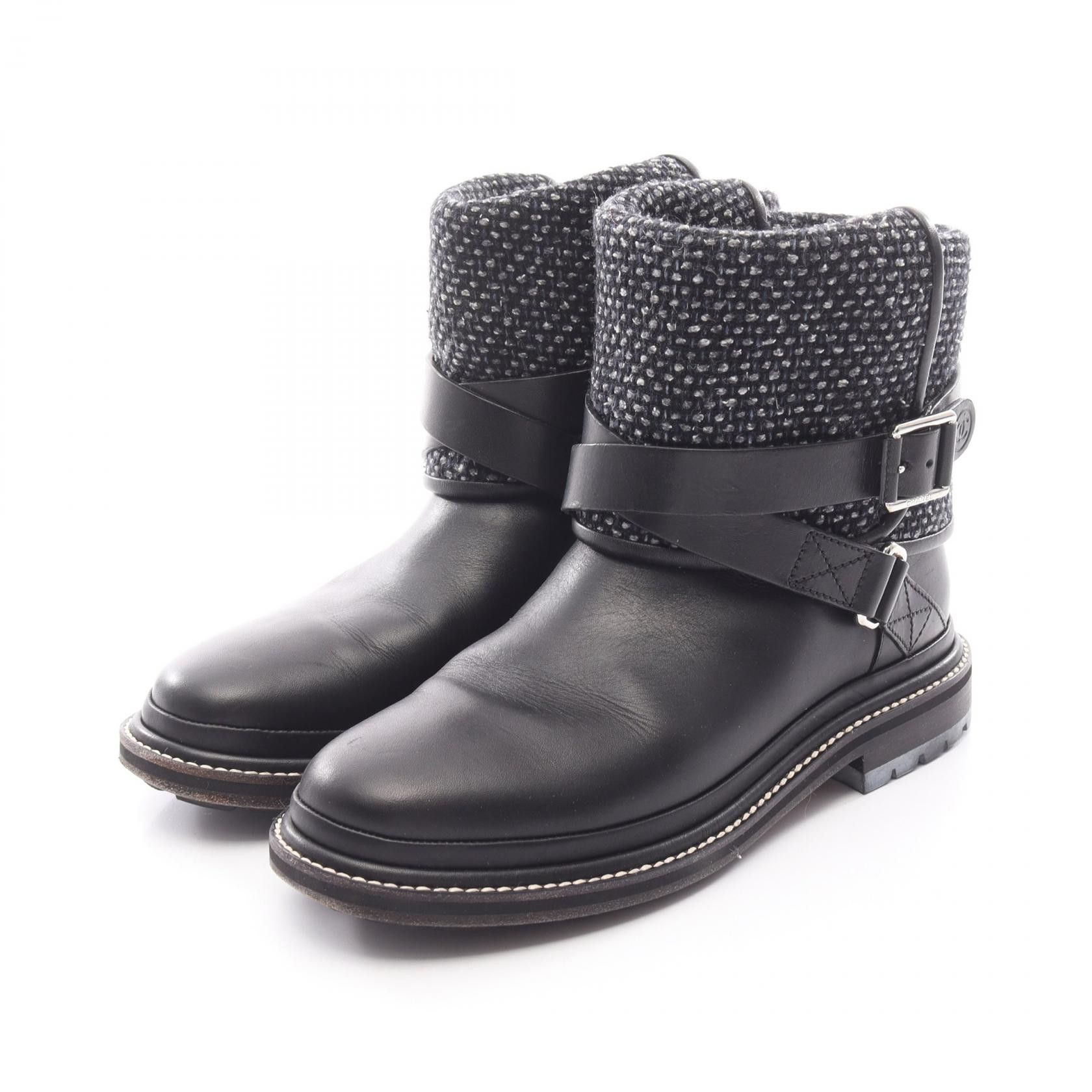 Chanel Chanel Chanel Coco Mark Fabric Leather Boots Leather Shoes G30155 DUTY FREE for USA Size ONE SIZE - 1 Thumbnail