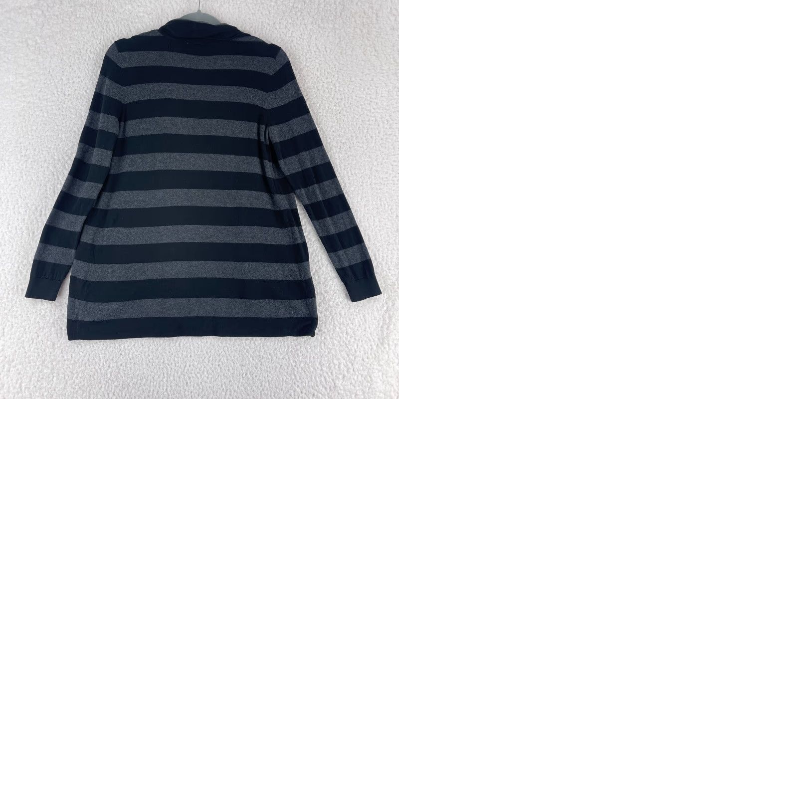 Loft LOFT Ann Taylor Cardigan Sweater Petites Black Gray Striped Womens PM Open V-Neck Long Sleeve Knit Size M / US 6-8 / IT 42-44 - 9 Thumbnail