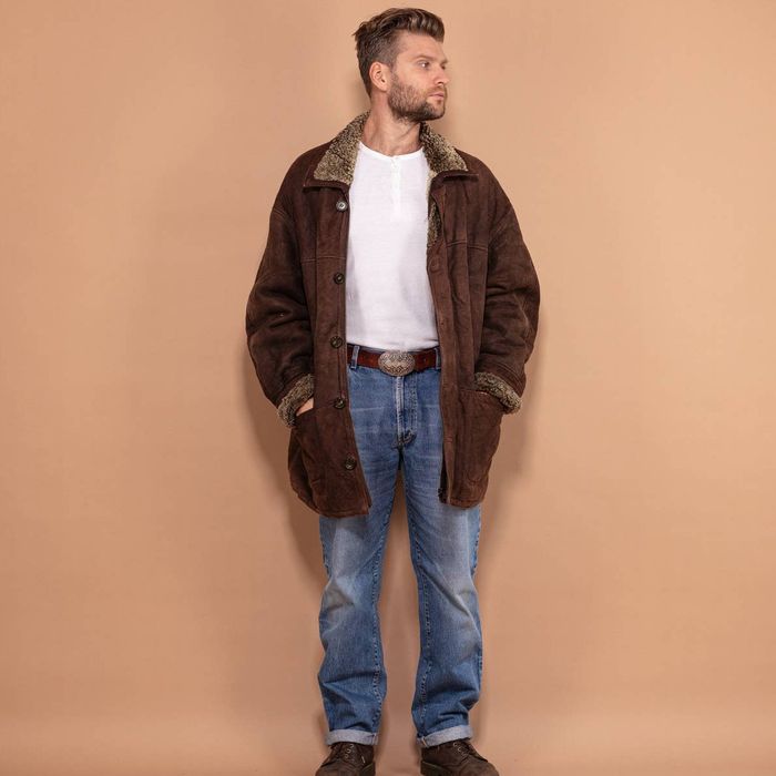 Vintage Vintage 80's Men Oversized Sheepskin Coat in Brown | Grailed