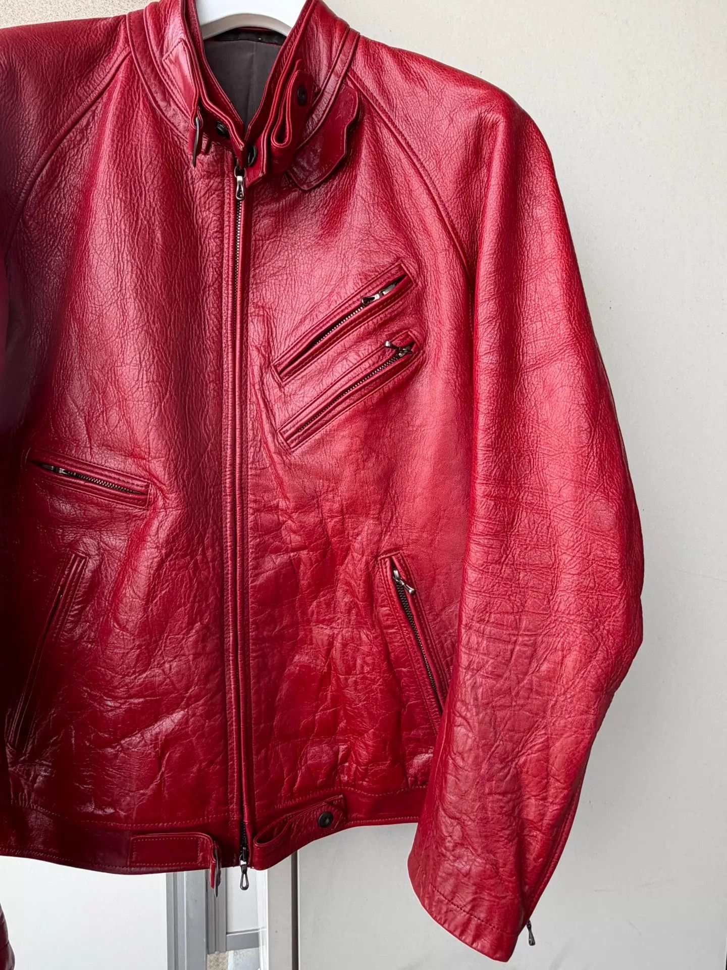 Julius Julius 2010AW Blood Red Calf Leather Moto Jacket Size US M / EU 48-50 / 2 - 4 Thumbnail