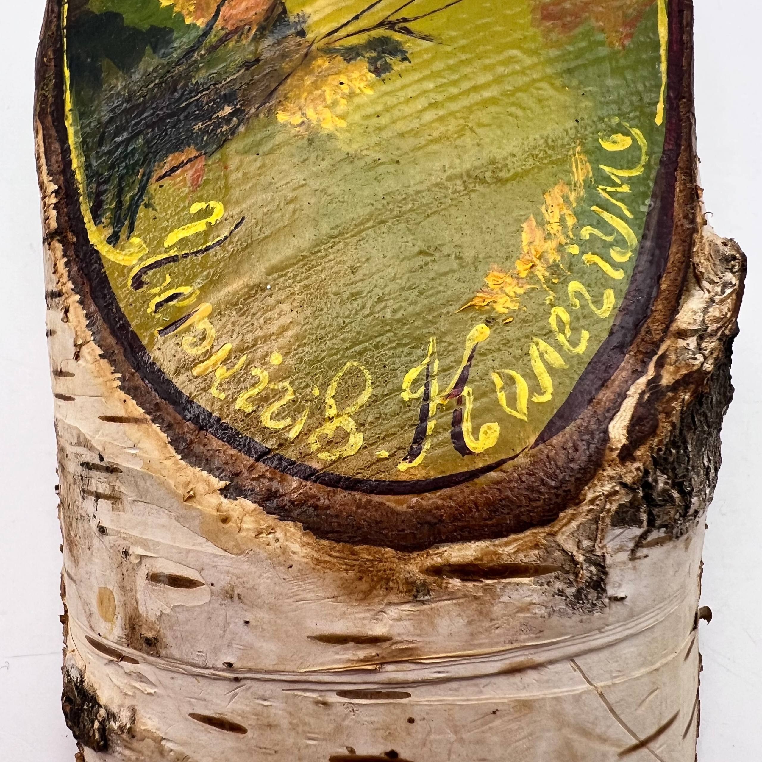 Vintage Vintage Ukrainian Oil Painting on Birch Wood Slice Art Gift Size ONE SIZE - 9 Thumbnail