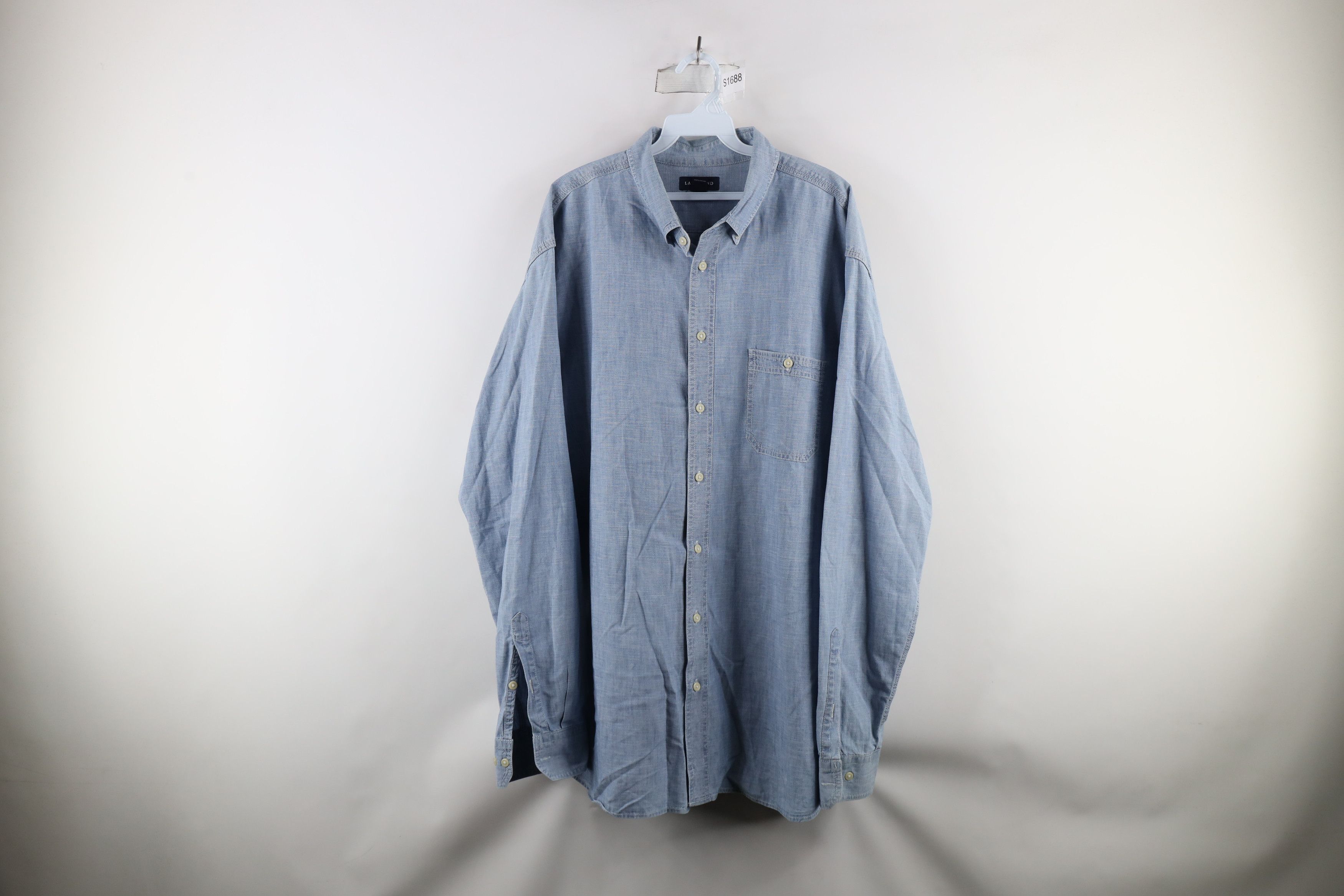 Lands' End × Vintage Vintage 90s Lands End Collared Button Down Shirt Blue Size US XXL / EU 58 / 5 - 1 Thumbnail