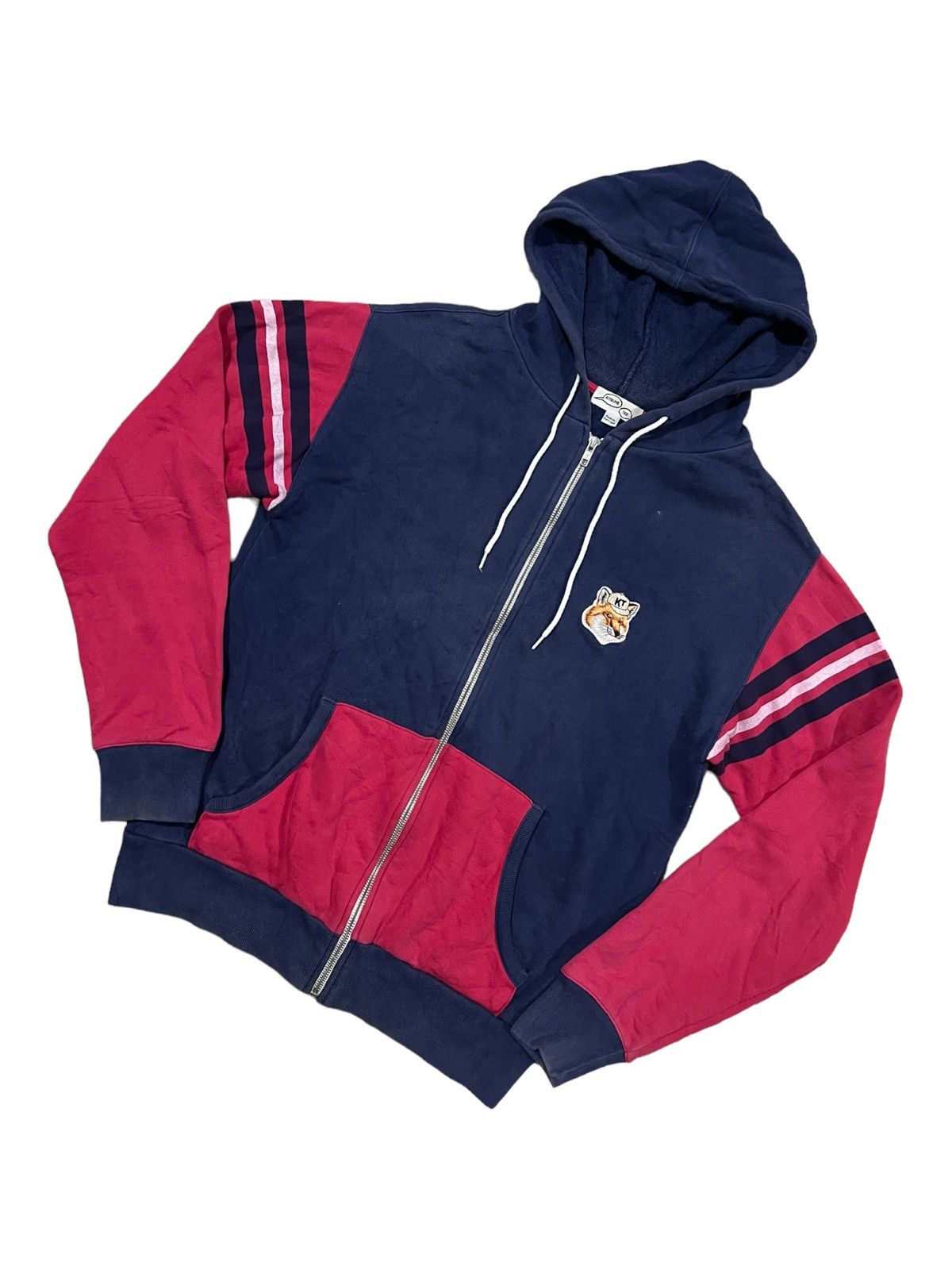 Maison Kitsune Maison Kitsune Paris 3 Bar Two Tones Zipper Hoodie Size US M / EU 48-50 / 2 - 2 Thumbnail