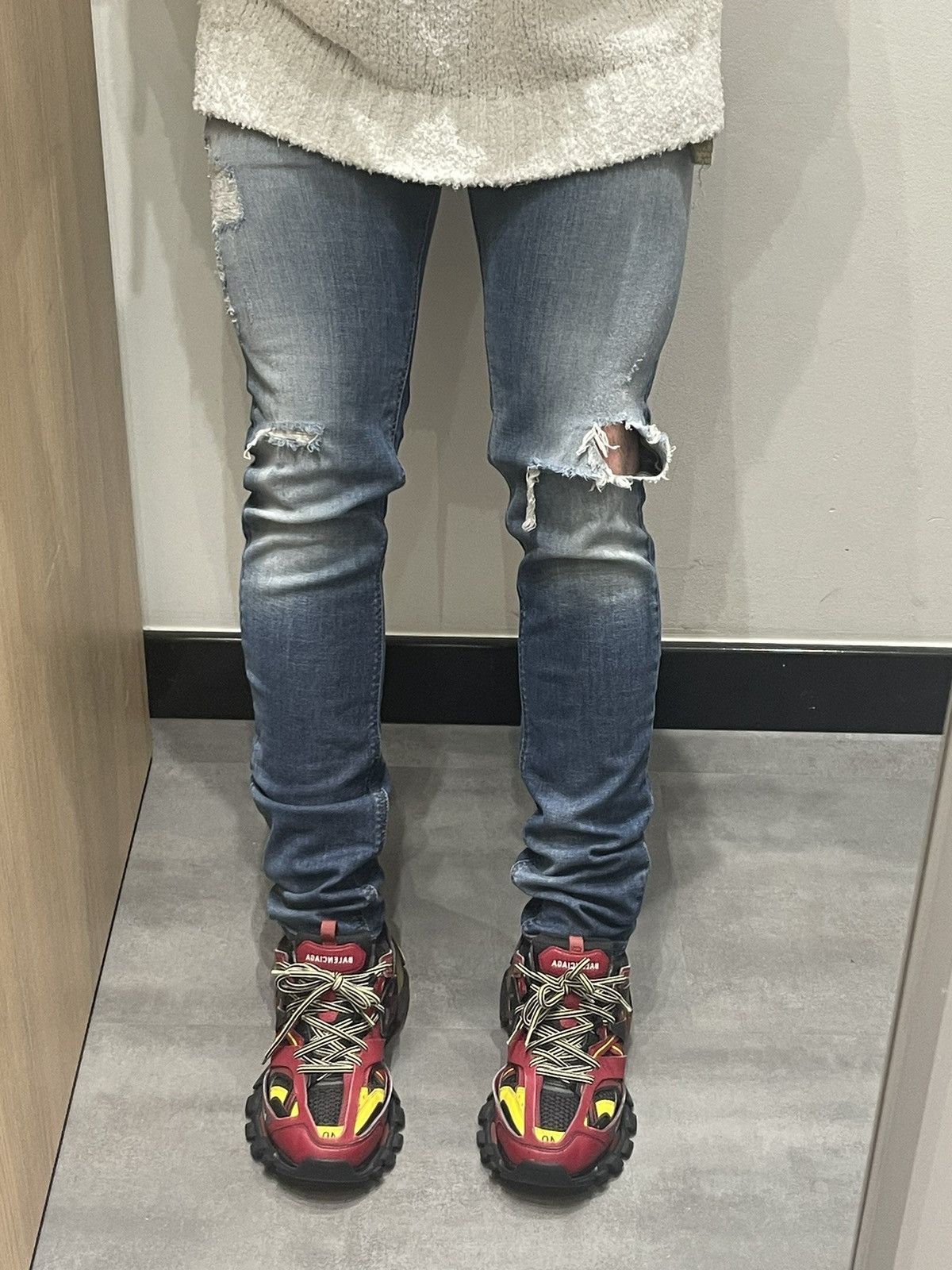 Diesel Diesel SLEENKER Distressed Multi Indigo Denim Pants Size US 31 - 4 Thumbnail