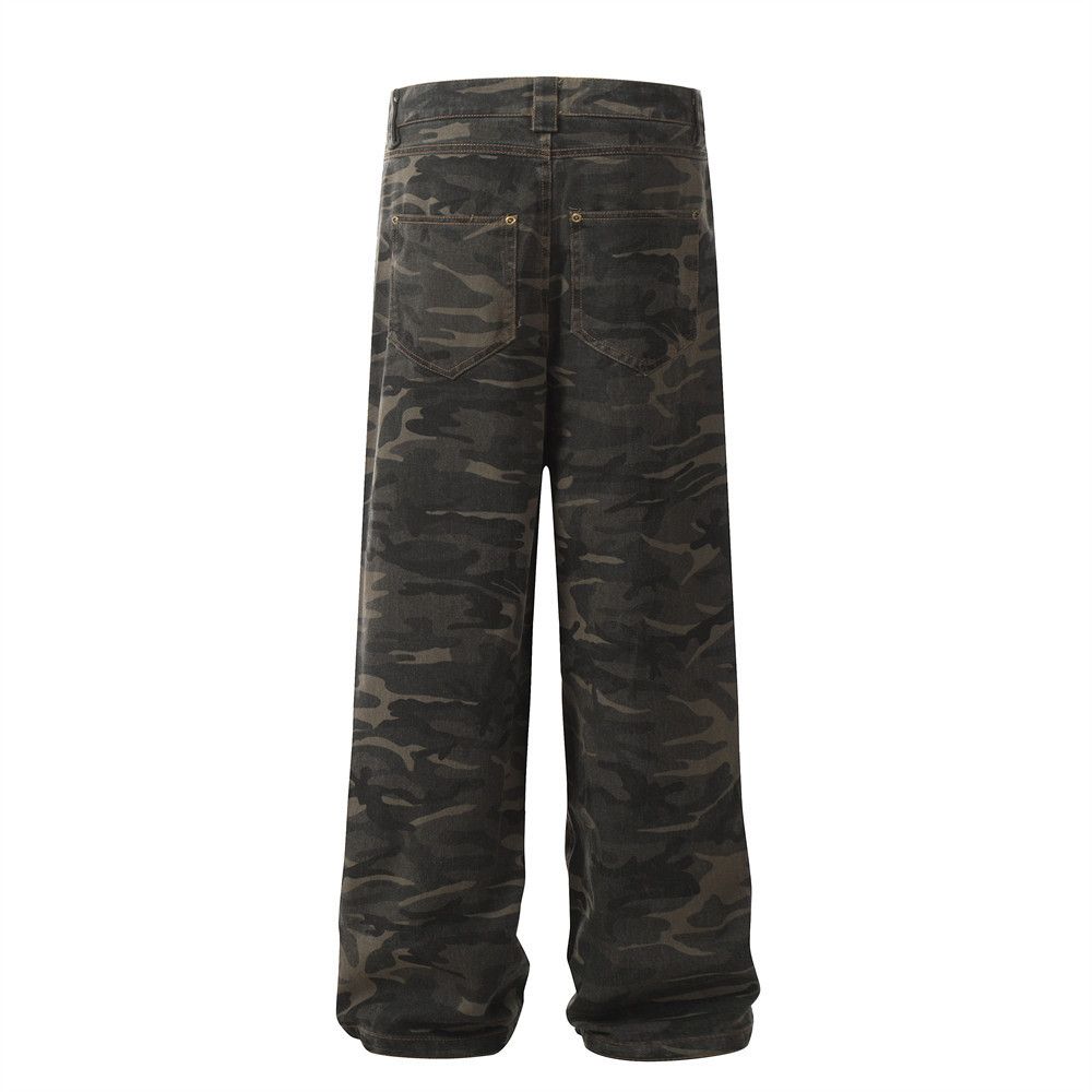 Japanese Brand American contrast camouflage loose straight-leg work jeans Size US 32 / EU 48 - 3 Thumbnail
