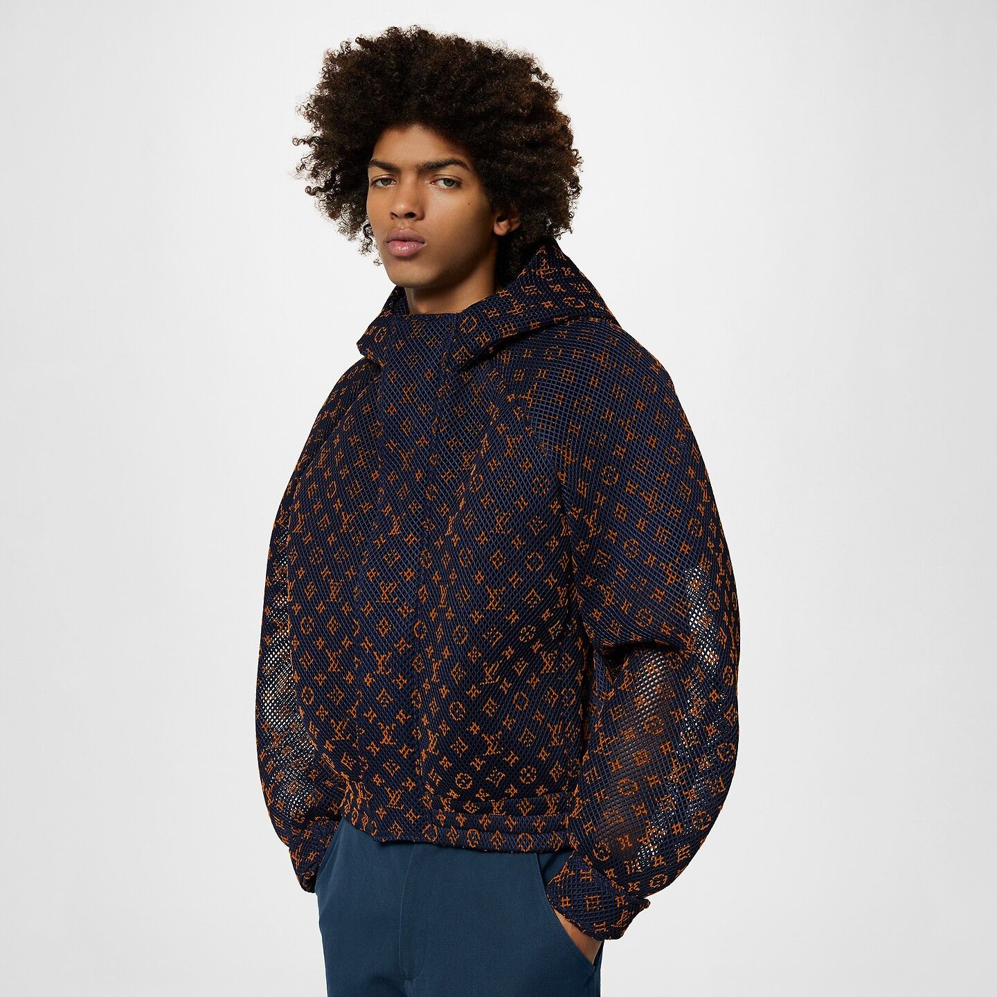 LOUIS VUITTON JACKET LEATHER MONOGRAM VARSITY DENIM 1AAVBK