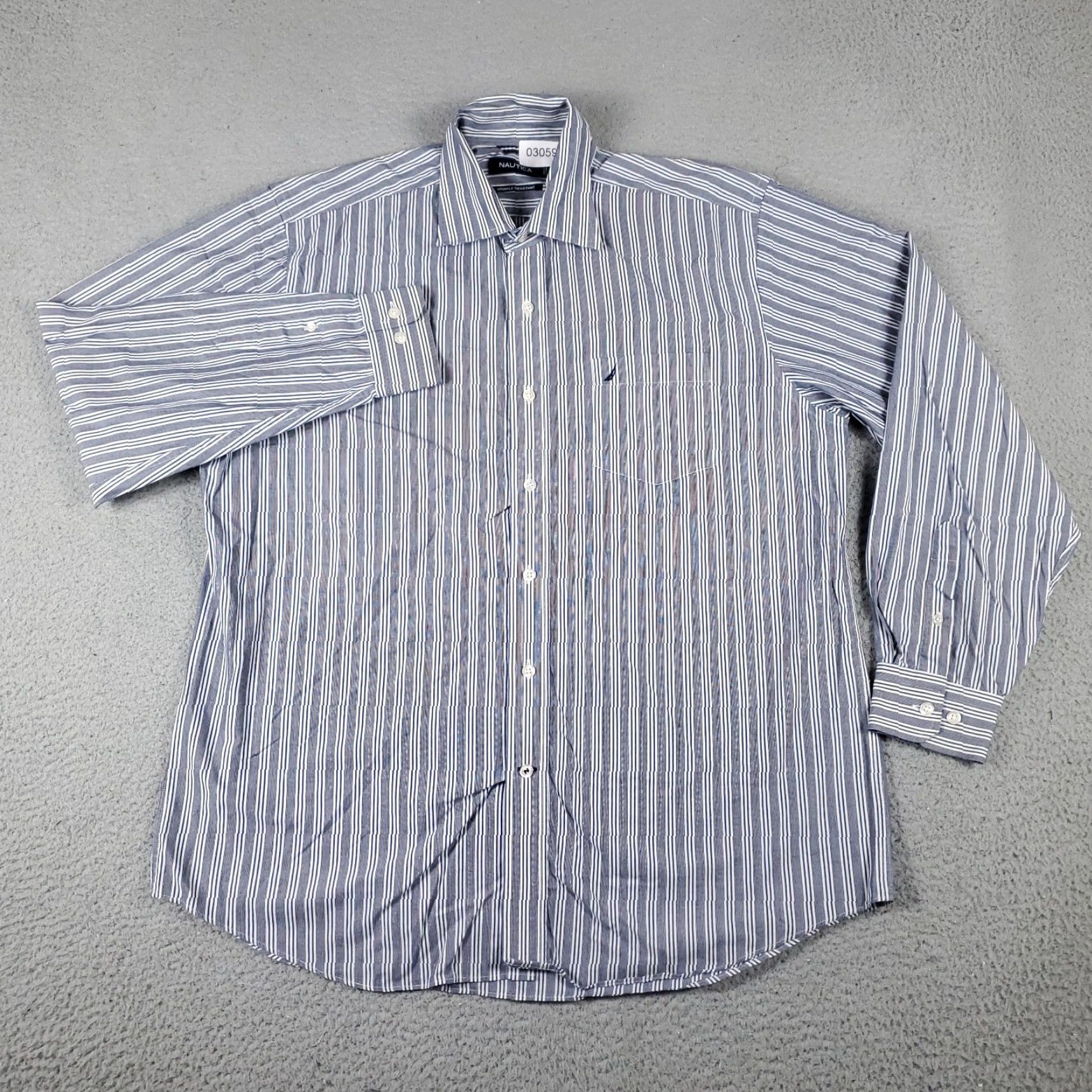 Nautica Nautica Shirt Mens Large Blue Striped Button-Up Long Sleeve Casual Business Formal Workwear Size US L / EU 52-54 / 3 - 3 Thumbnail
