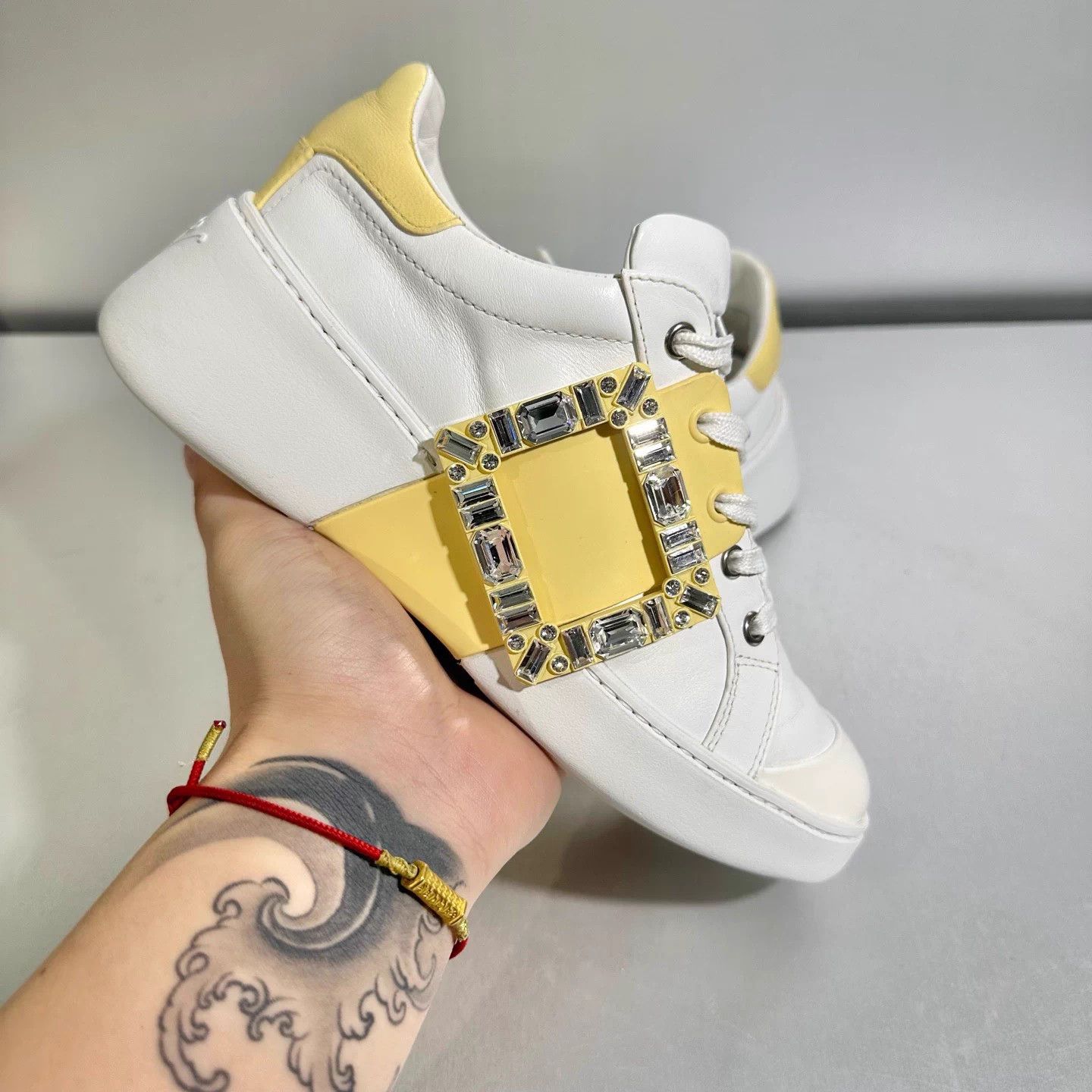 Roger Vivier Roger Vivier white & yellow crystal buckle sneakers 36 Size US 5 / IT 35 - 8 Thumbnail