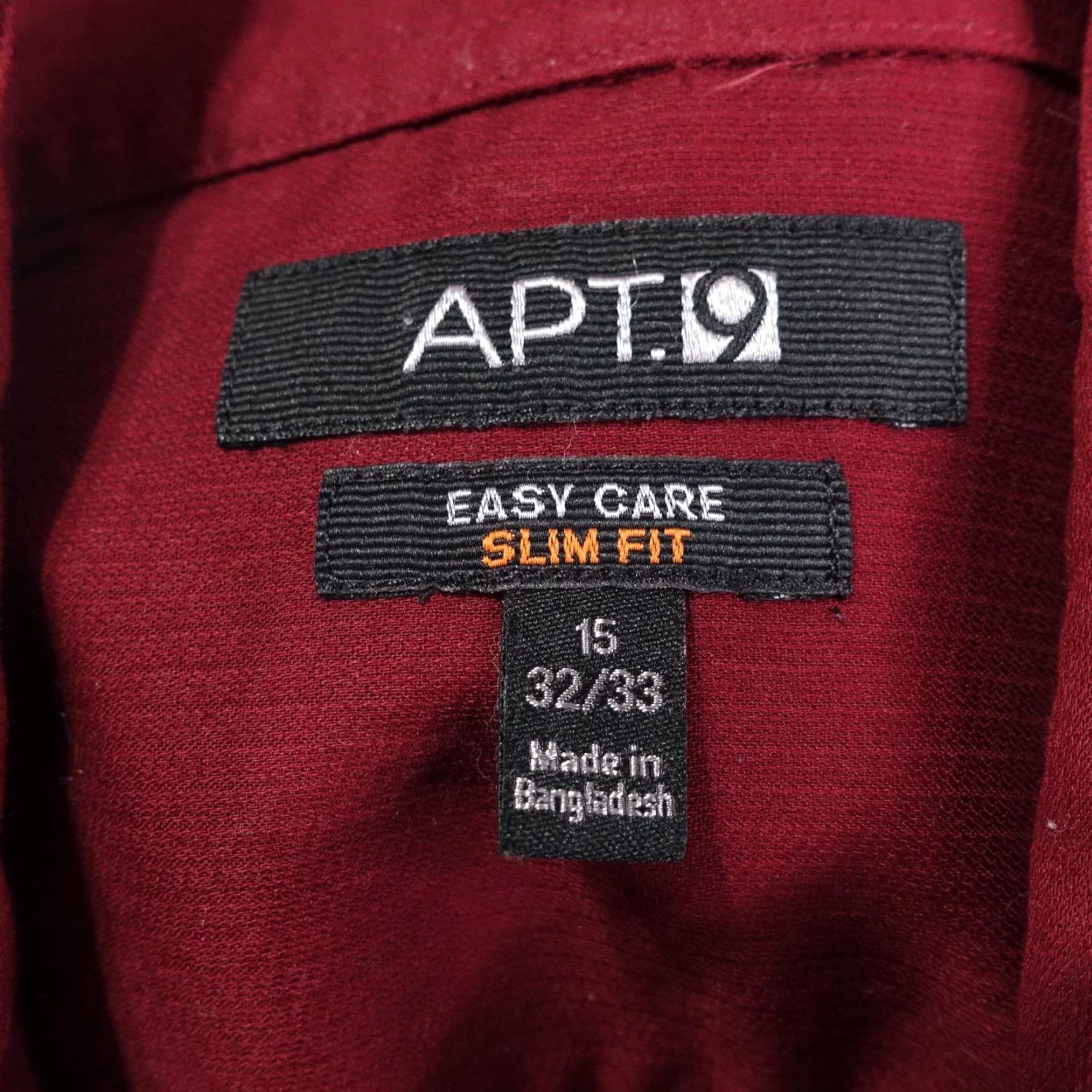 Apt. 9 APT. 9 Shirt Mens 15 32/33 Burgundy Red Slim Fit Easy Care Dress Long Sleeve Size 40R - 6 Thumbnail