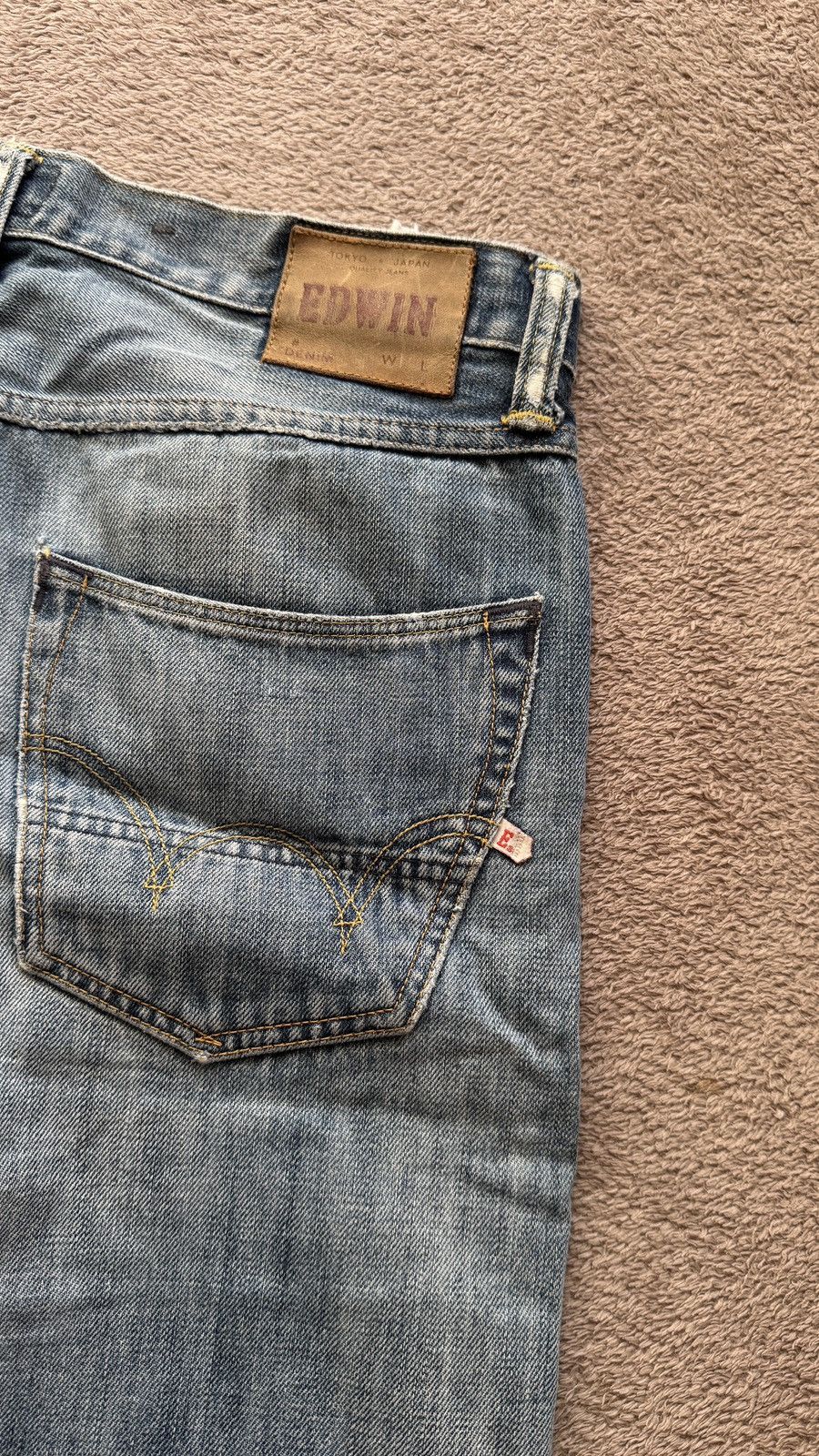 Japanese Brand Helmut Lang Vibe Edwin Jeans Faded Mudwash Ripped Denim Size US 31 - 6 Thumbnail