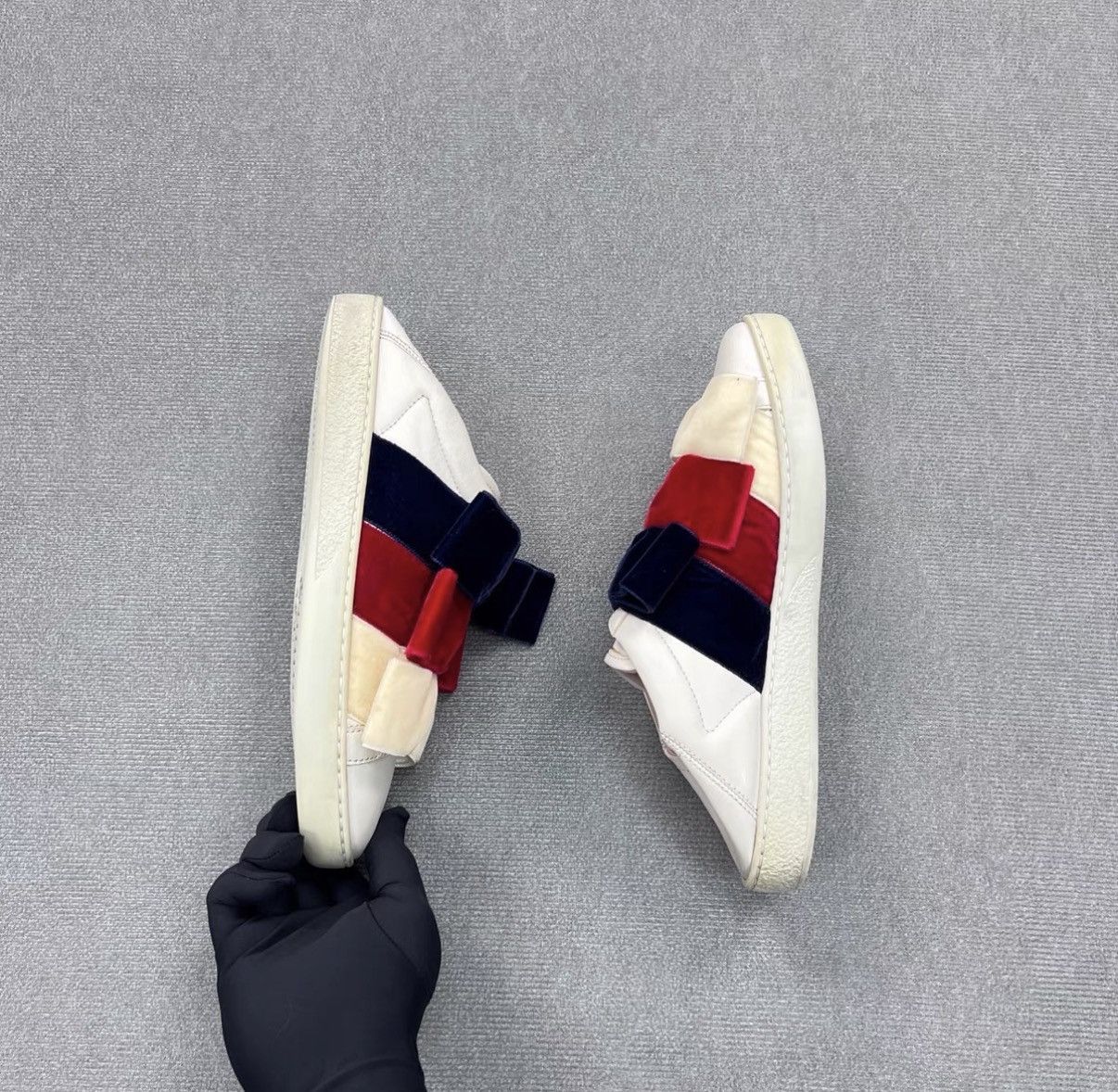 Gucci Gucci White Velvet Bow Slip-On Sneakers / Casual Shoes Size US 7 / IT 37 - 4 Thumbnail