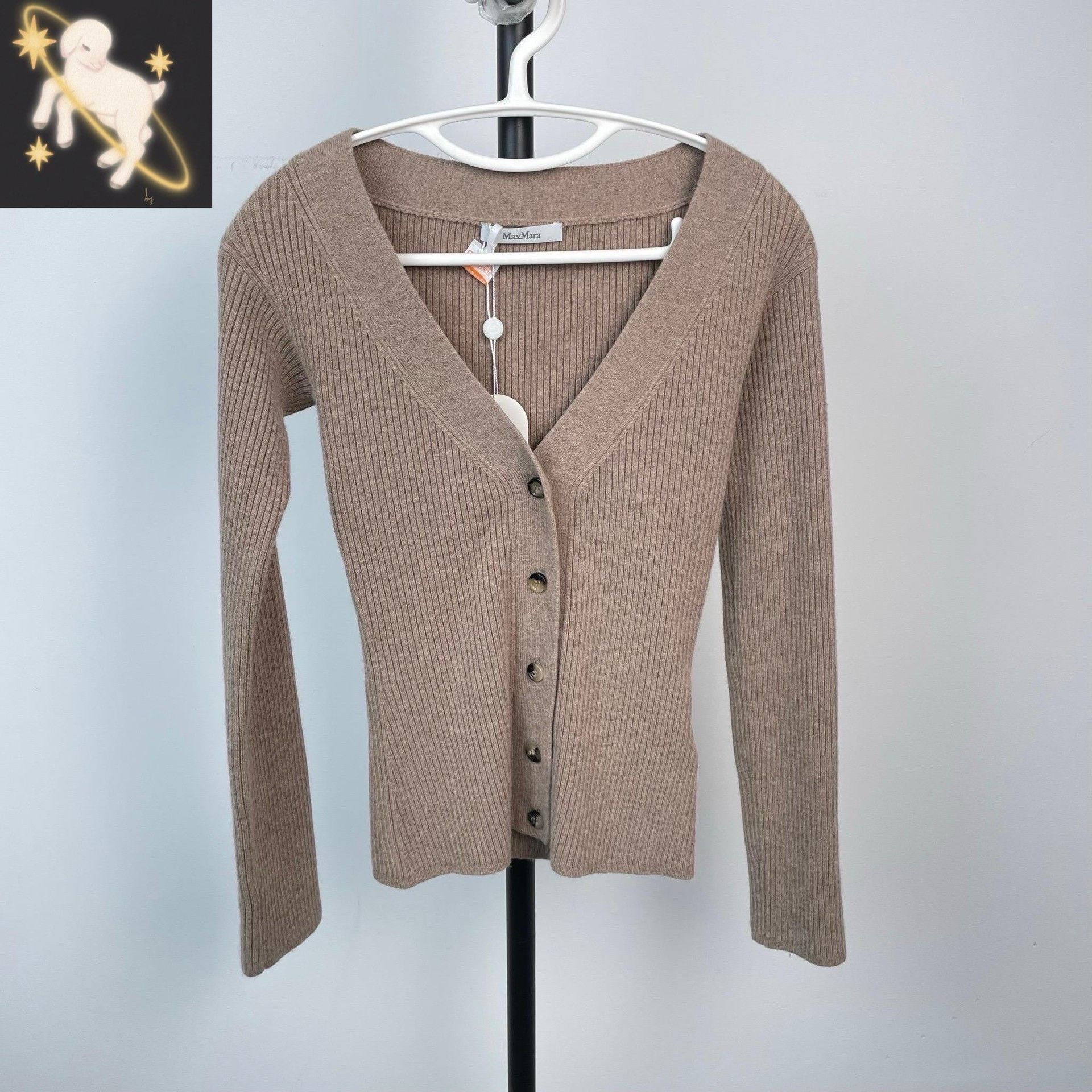 Max Mara MaxMara Brown V-Neck Knit Cardigan Size XS / US 0-2 / IT 36-38 - 1 Thumbnail
