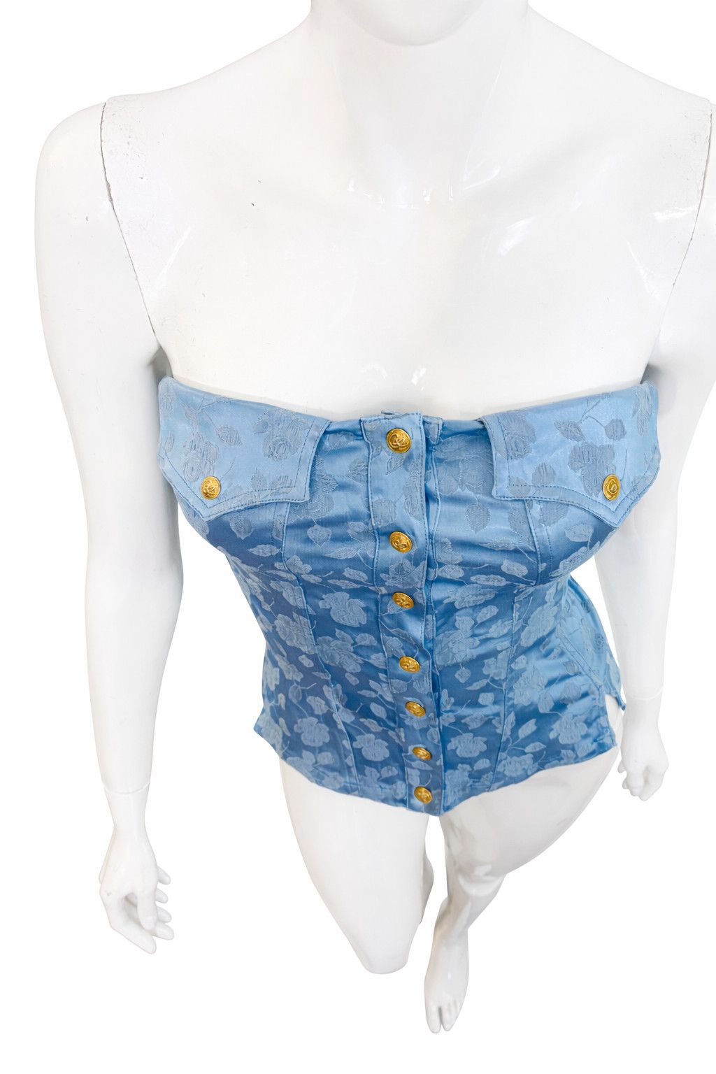 Christian Lacroix Christian Lacroix Corset Top – Blue Jacquard Gold Bustier Size S / US 4 / IT 40 - 5 Thumbnail