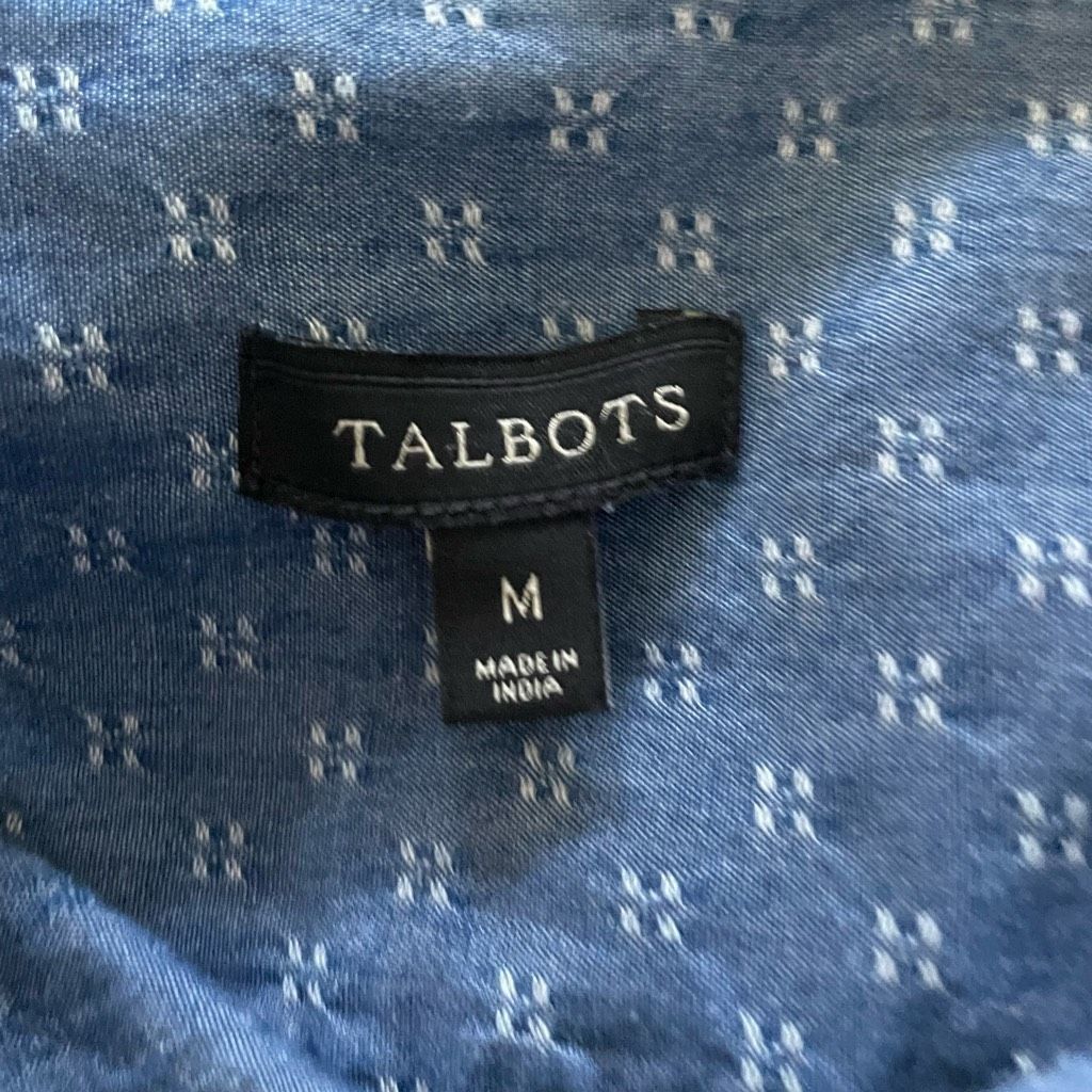 Other Talbots Pattern Chambray Button Up Shirt Blue M Size M / US 6-8 / IT 42-44 - 6 Thumbnail