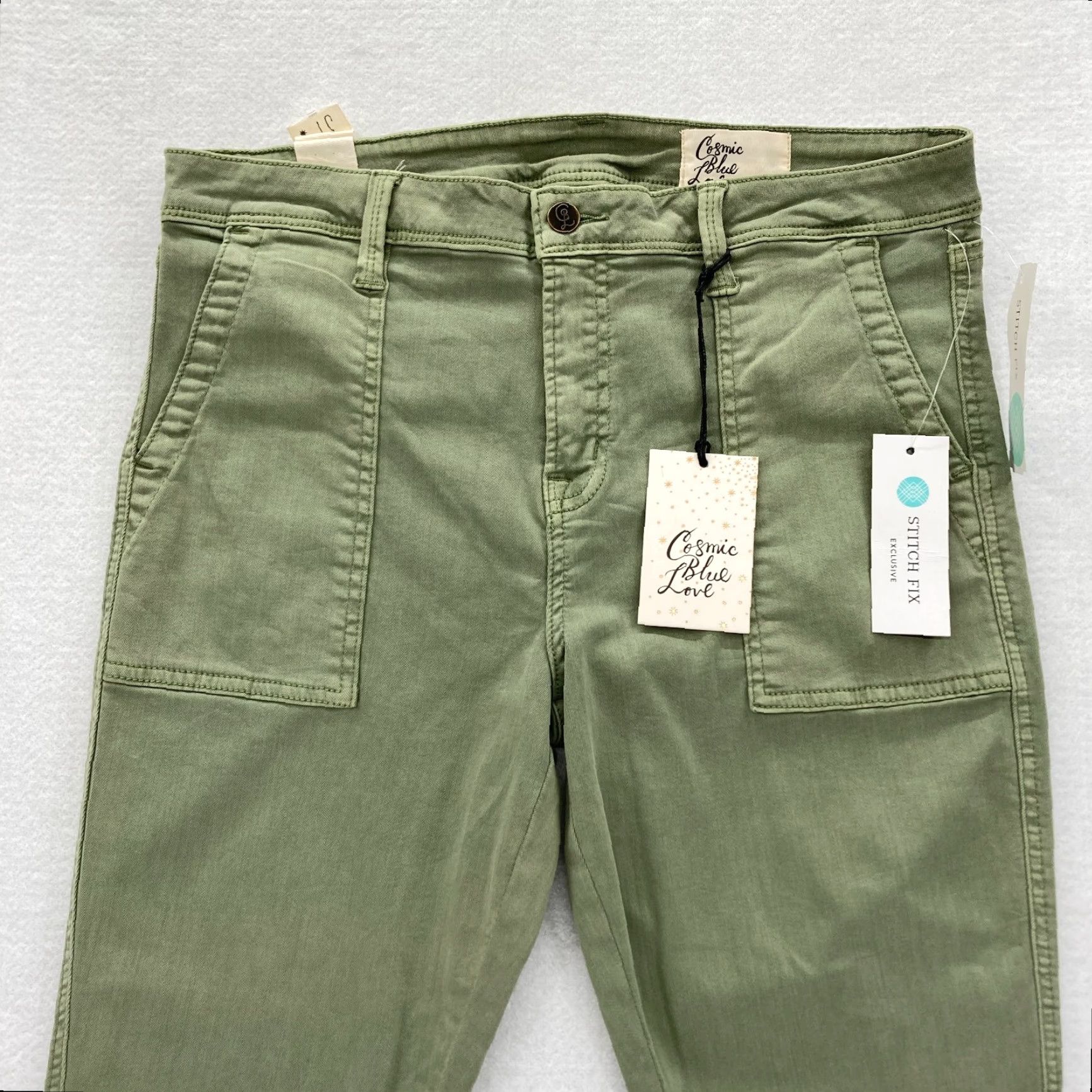 Brooks Cosmic Blue Love Brooks Cargo Skinny Pant Women's 12P Petite Green Cargo Pants Slim Rise Mid 8.5-10.5 in Inseam 23 in XS? Size 34" / US 12 / IT 48 - 2 Thumbnail