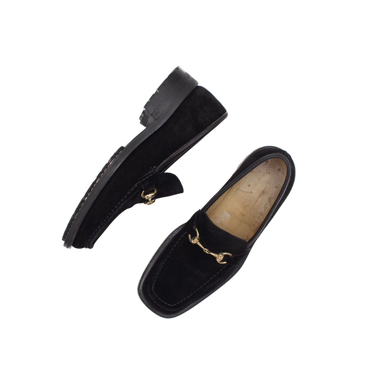 VTG GUCCI Tom Ford Era Black Suede Horsebit Lug Sole Loafers