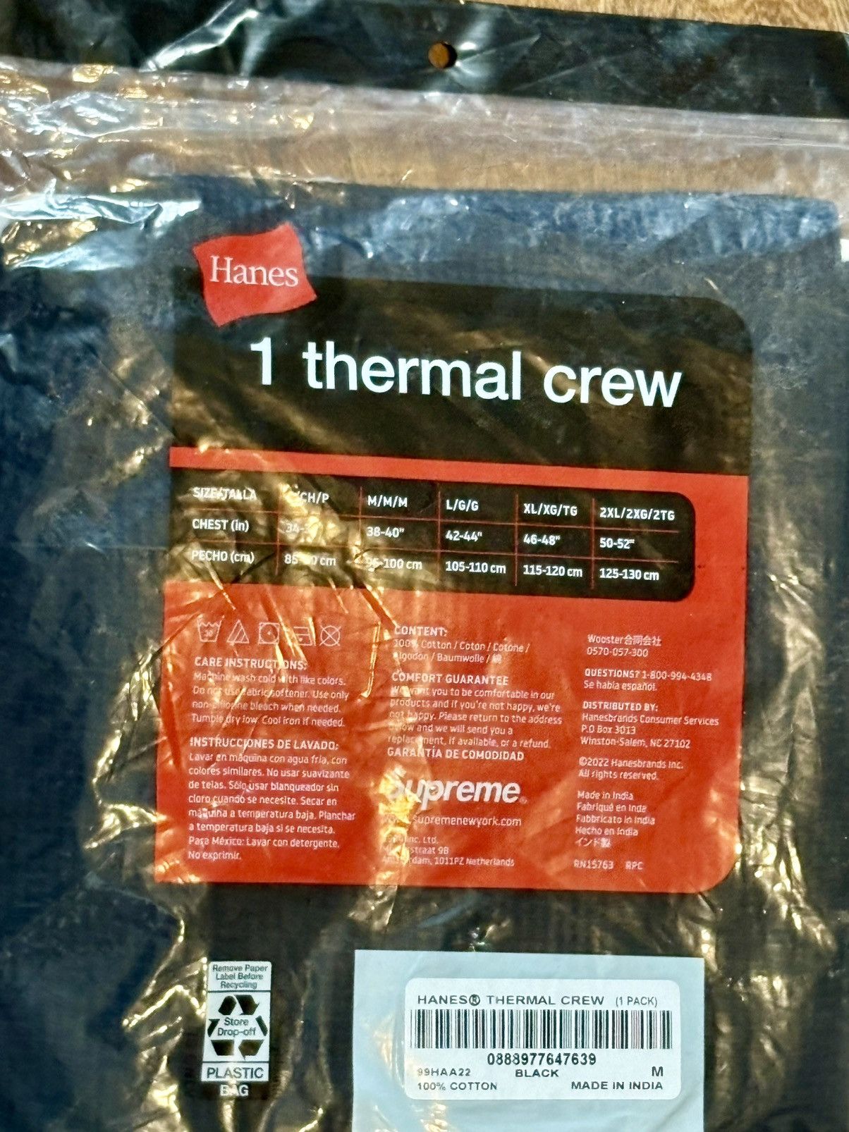 Hanes × Supreme Supreme Hanes Thermal Crewneck Black Brand New Size Medium Size US M / EU 48-50 / 2 - 7 Thumbnail