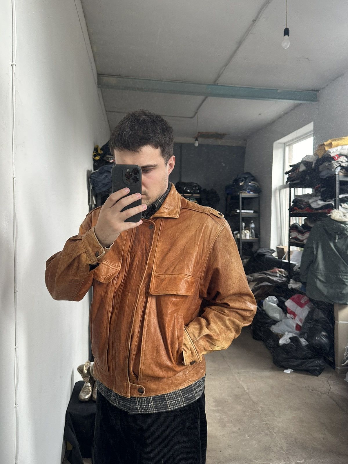 Vintage Vintage light Brown Leather jacket vintage y2k Size US XL / EU 56 / 4 - 16 Thumbnail