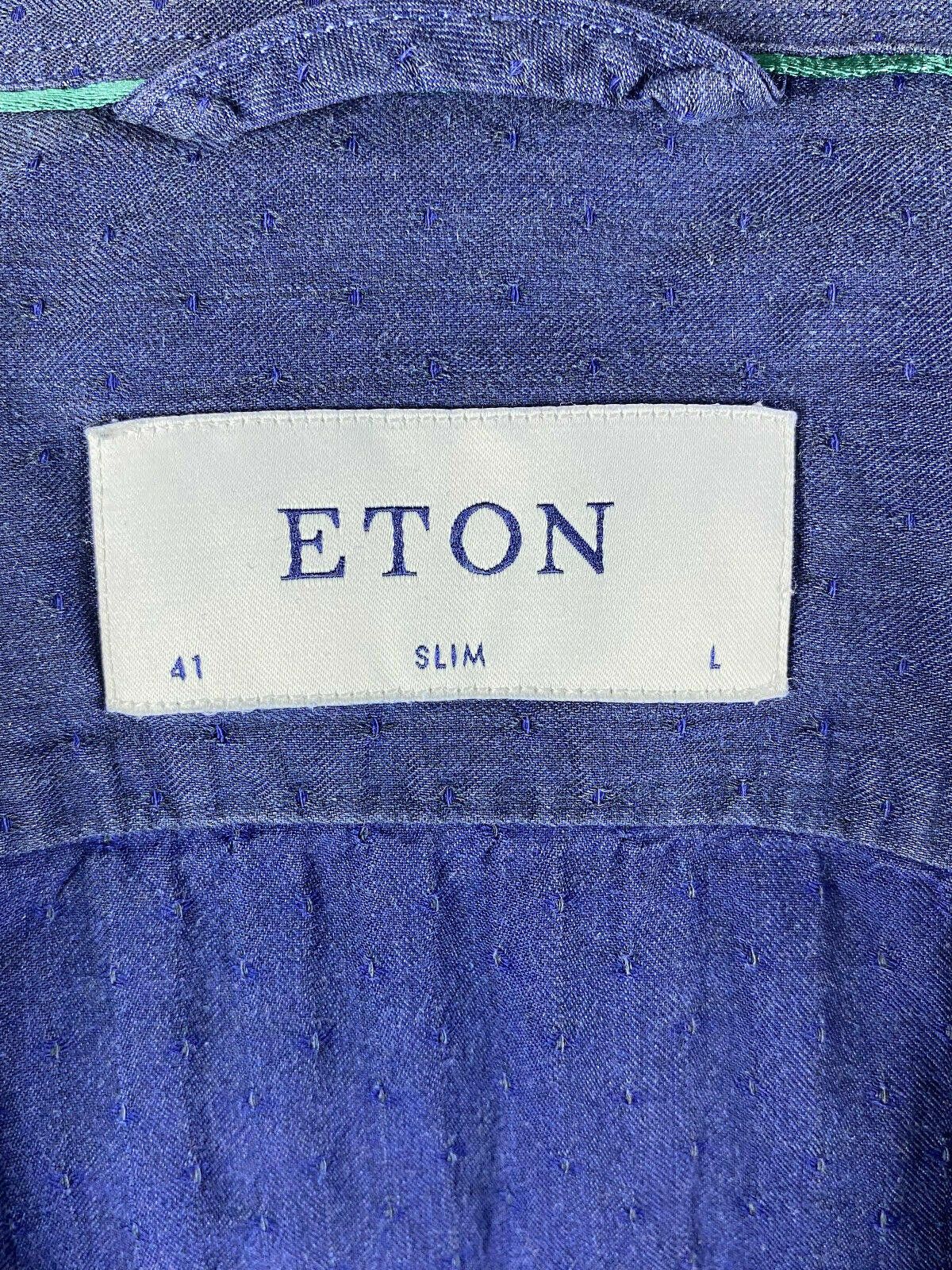 Eton Men ETON Slim Fit Blue Long Sleeve Button Up Shirt Size 41 Size US M / EU 48-50 / 2 - 10 Thumbnail