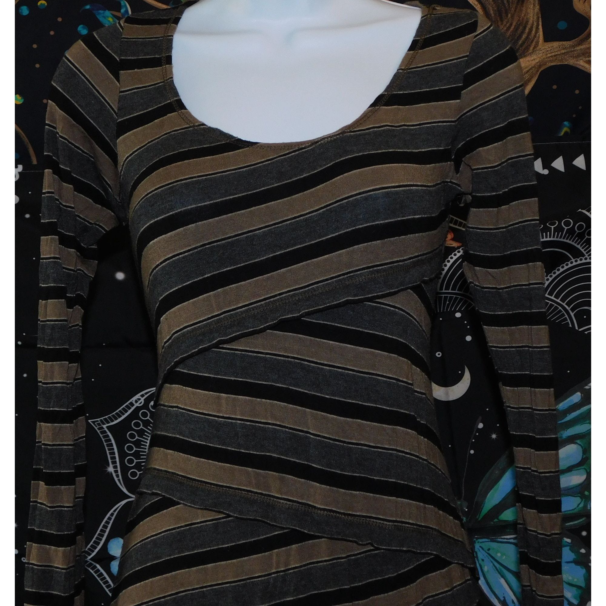 Other Max Studio Brown And Grey Striped Bodycon Dress Size S / US 4 / IT 40 - 4 Thumbnail