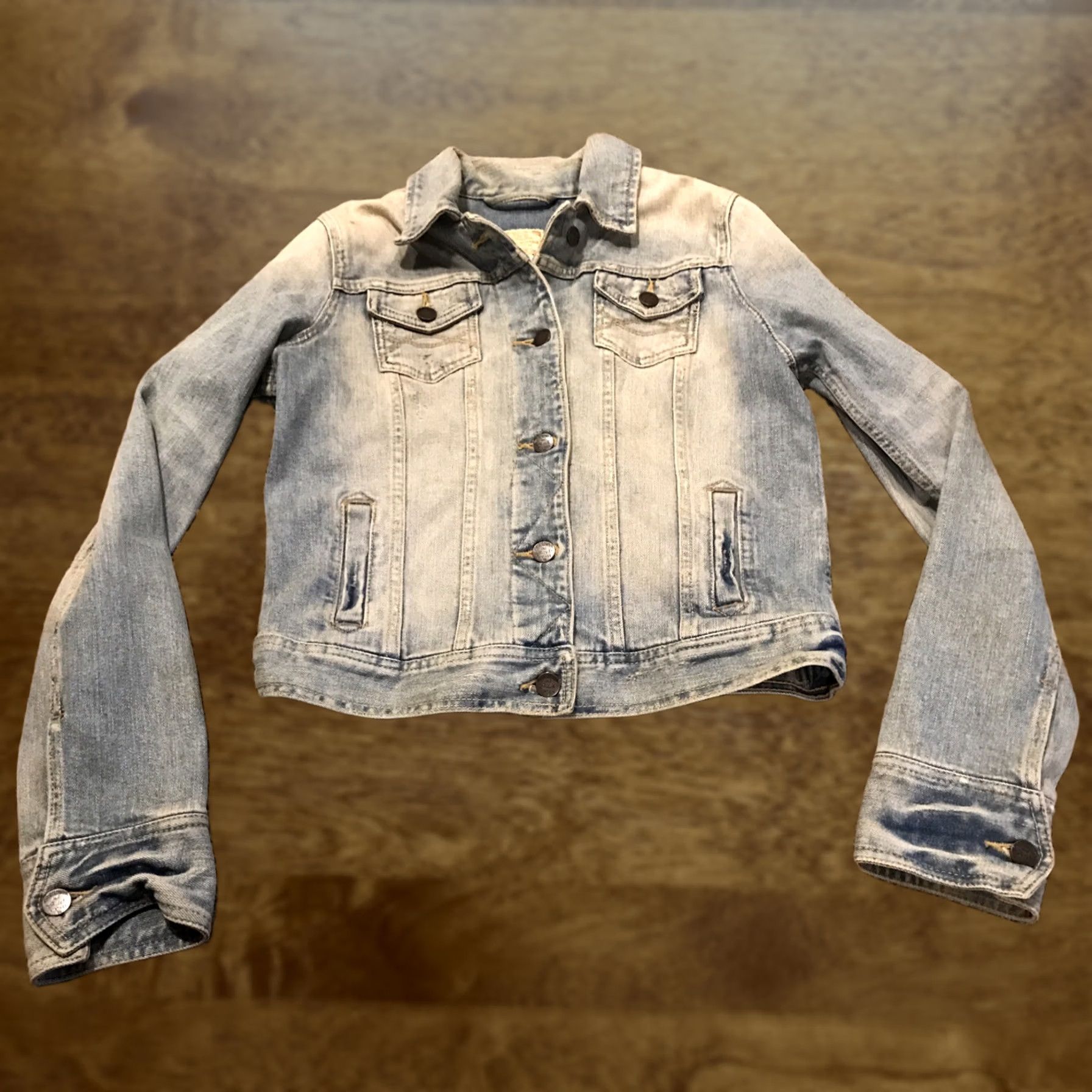 Abercrombie & Fitch Abercrombie & Fitch Woman’s S Cotton Denim Jacket Blue Short Button Collared Casual Basic Jacket Vintage No Size 28" / US 6 / IT 42 - 1 Thumbnail