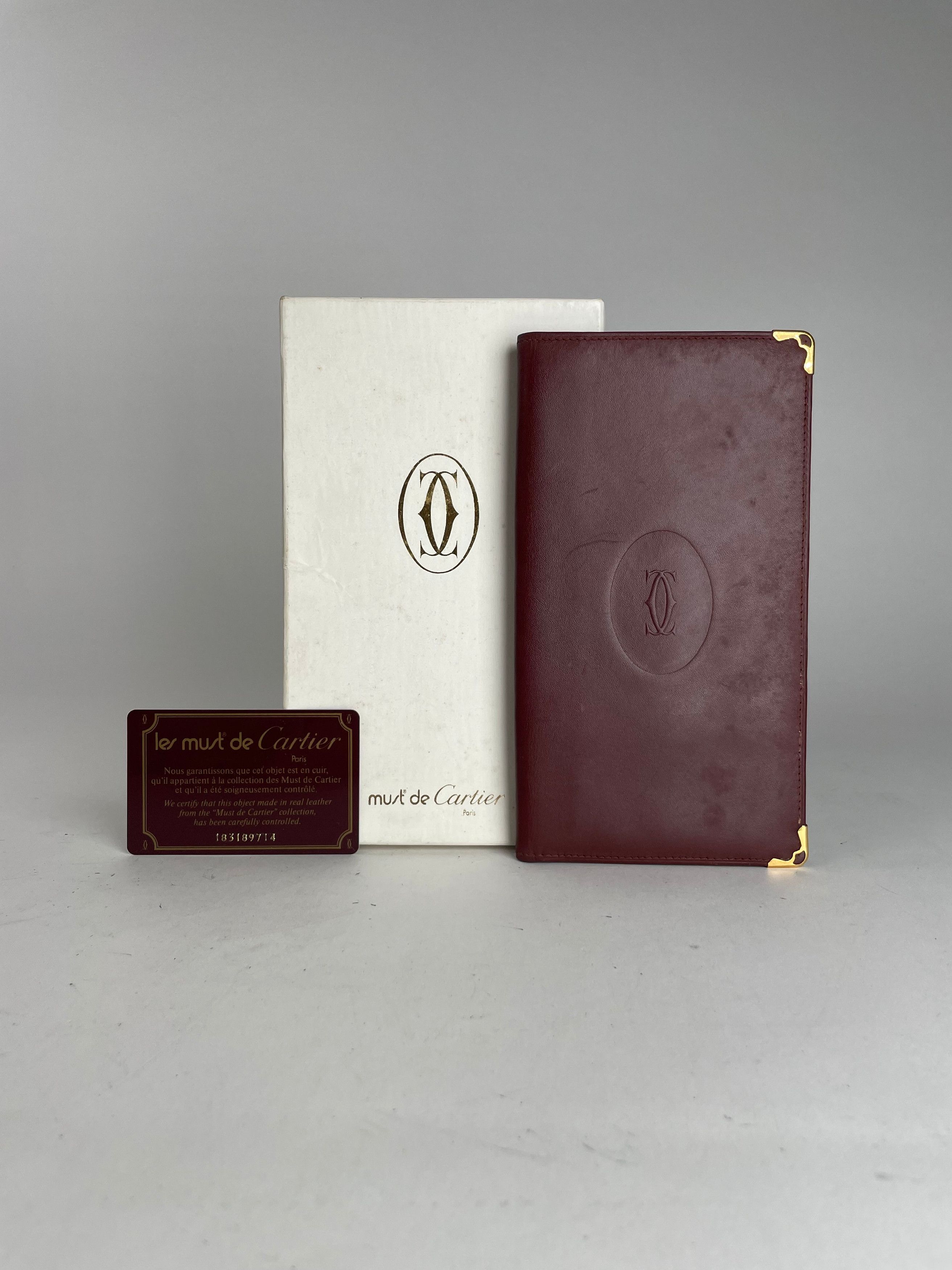 Cartier Vintage Leather ID Holder Burgundy Size ONE SIZE - 1 Thumbnail