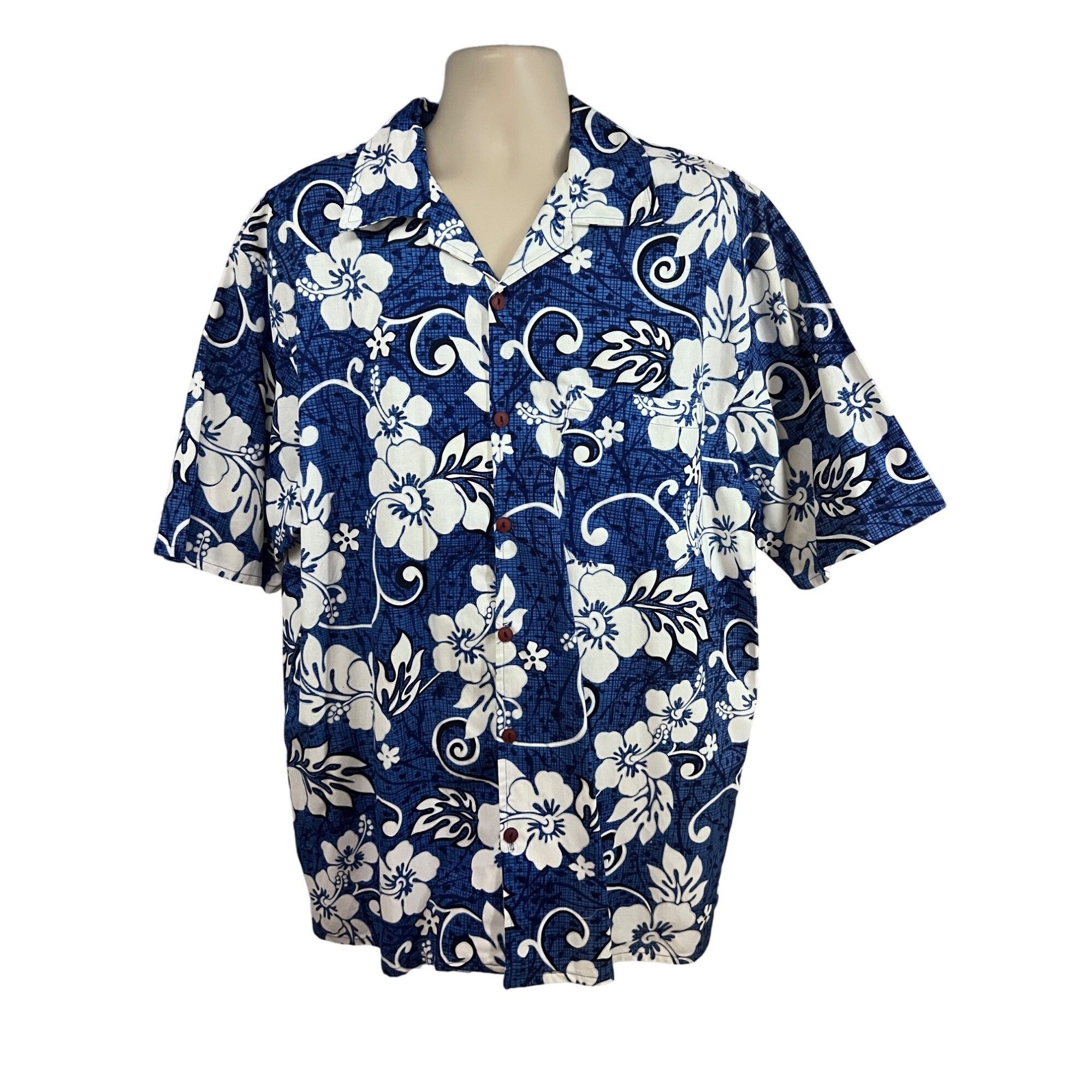 Vintage Mens Vintage Blue Floral Hawaiian Aloha Button Up Shirt 3X P Size US XXL / EU 58 / 5 - 1 Thumbnail
