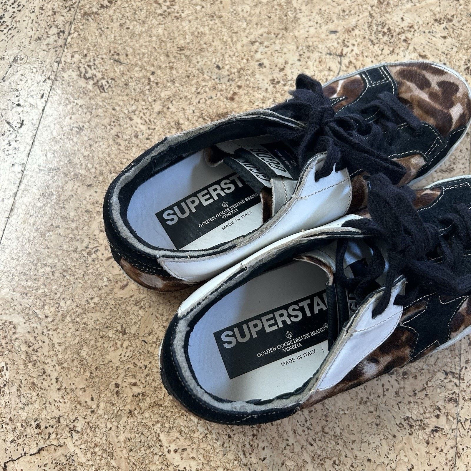 Golden Goose Superstar Pony Hair Leopard Print Distressed Sneakers Shoes Size US 7 / IT 37 - 5 Thumbnail