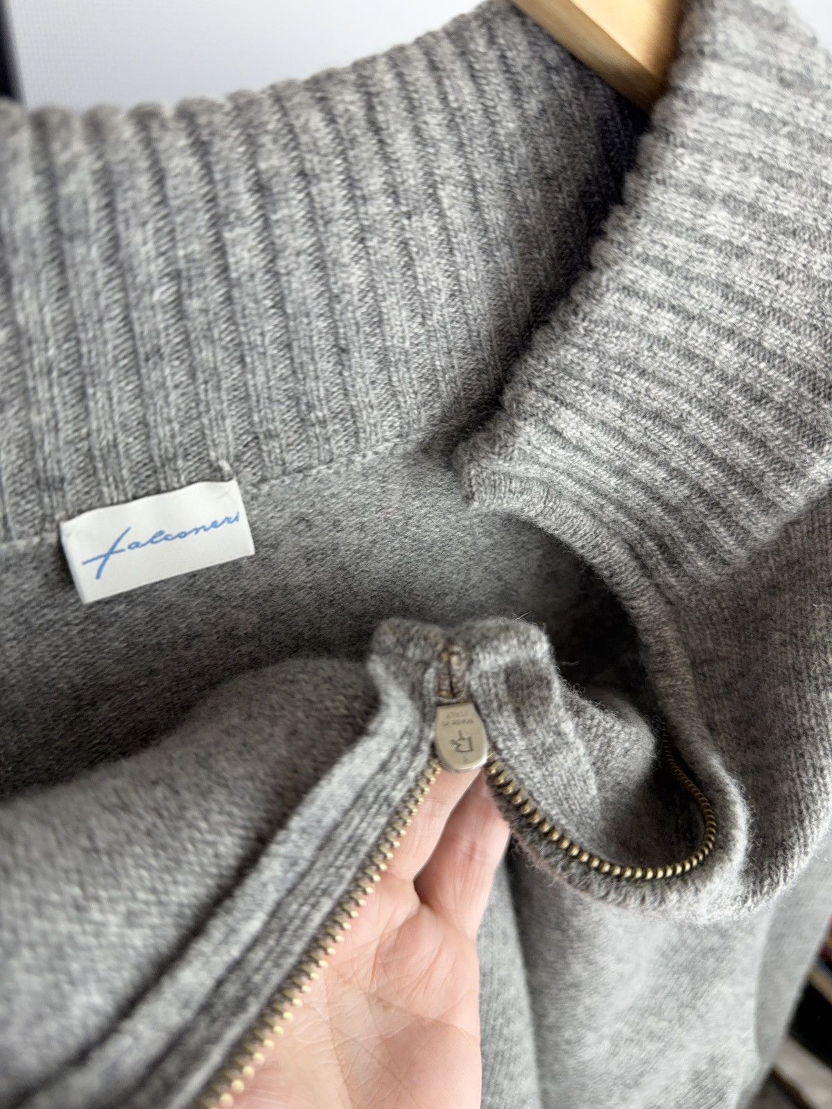 Designer Falconeri 100% Wool Sweater 1/3 zip neck made in Italy Size US XL / EU 56 / 4 - 7 Thumbnail
