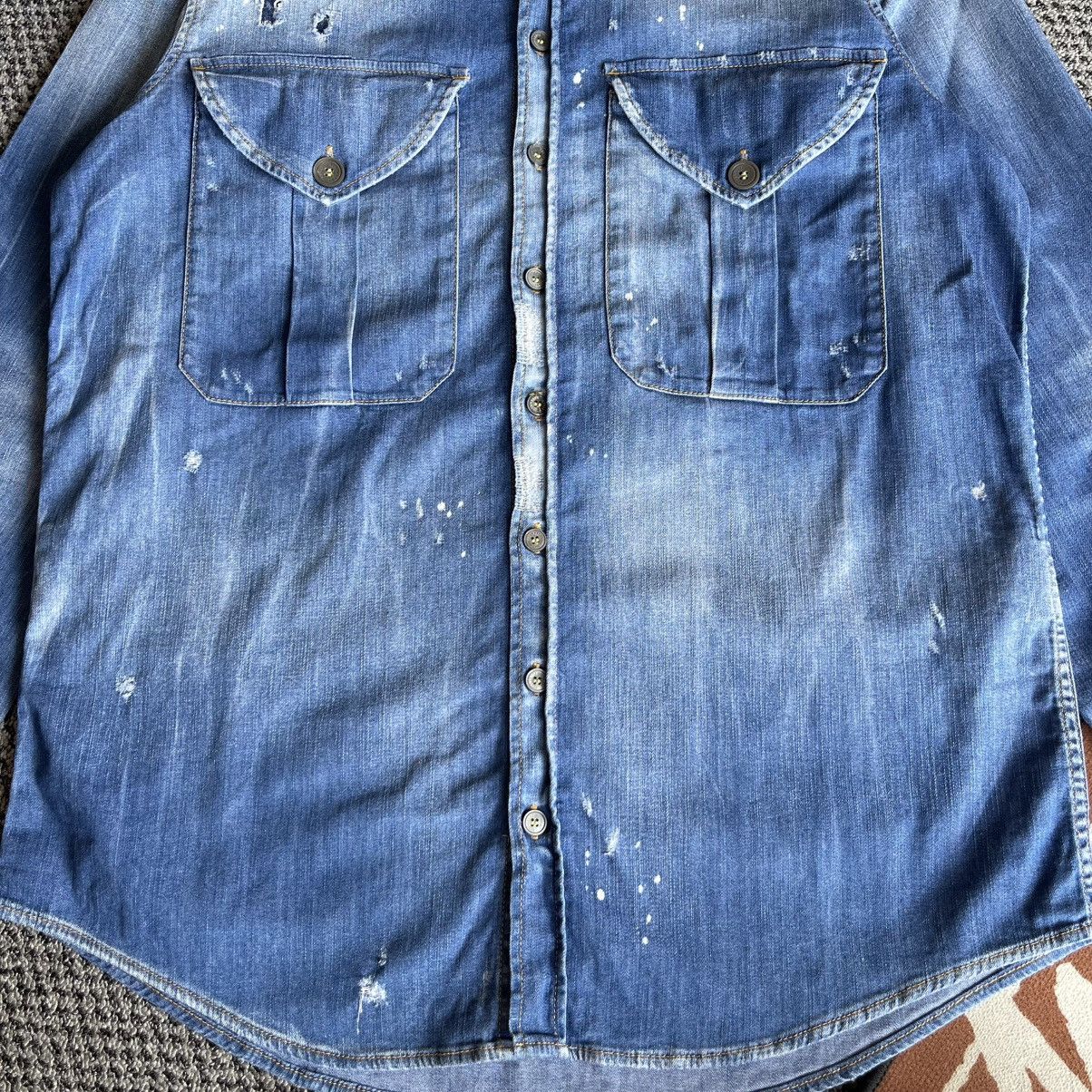 Dsquared2 Dsquared2 Distressed Effect Denim Shirt Size US L / EU 52-54 / 3 - 6 Thumbnail
