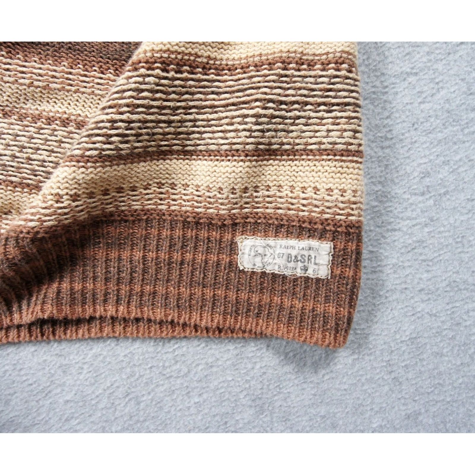 Vintage Denim & Supply Ralph Lauren Sweater Mens Large Brown Henley Knit Linen Striped Size US L / EU 52-54 / 3 - 4 Thumbnail