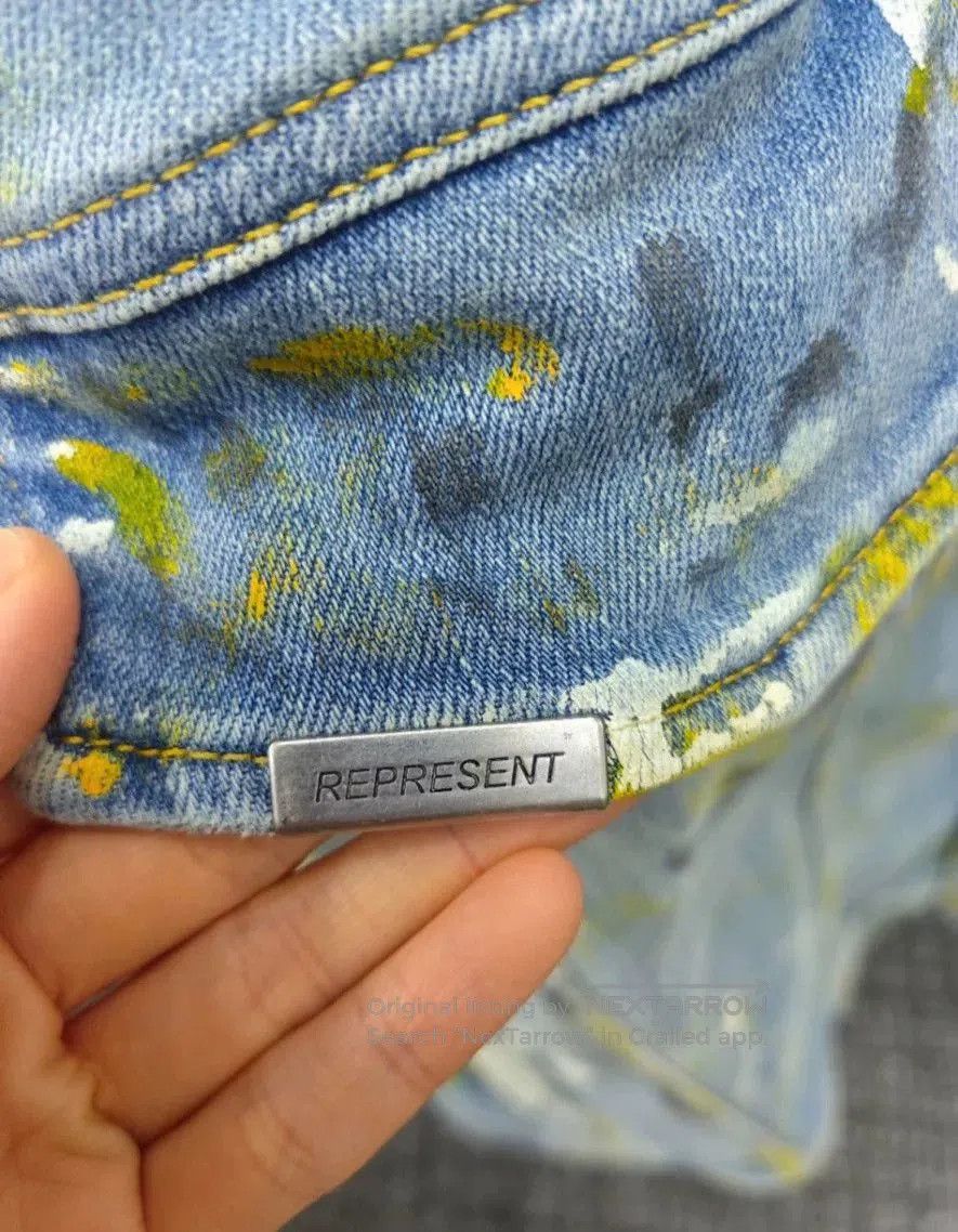 Japanese Brand REPRESENT Men's Paint Splatter Denim Jacket. Size US S / EU 44-46 / 1 - 4 Thumbnail