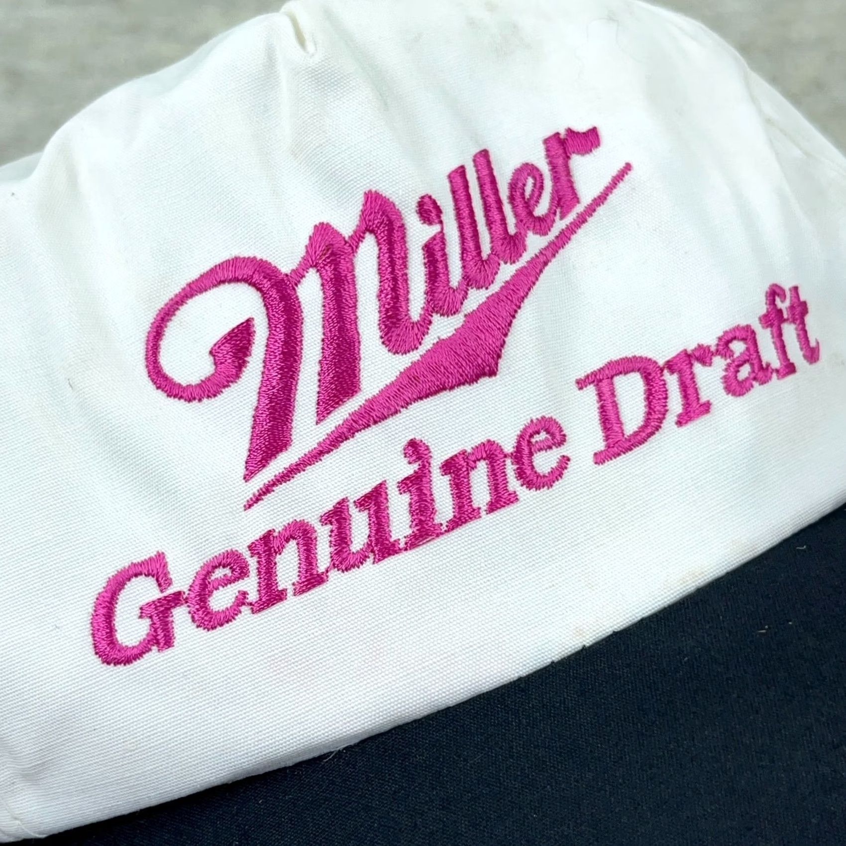 Vintage VINTAGE Miller High Life Trucker Hat Cap Snapback Beer Genuine Draft Pink Logo Hat Mens Adjustable White Twill 90s Logo Size ONE SIZE - 2 Thumbnail