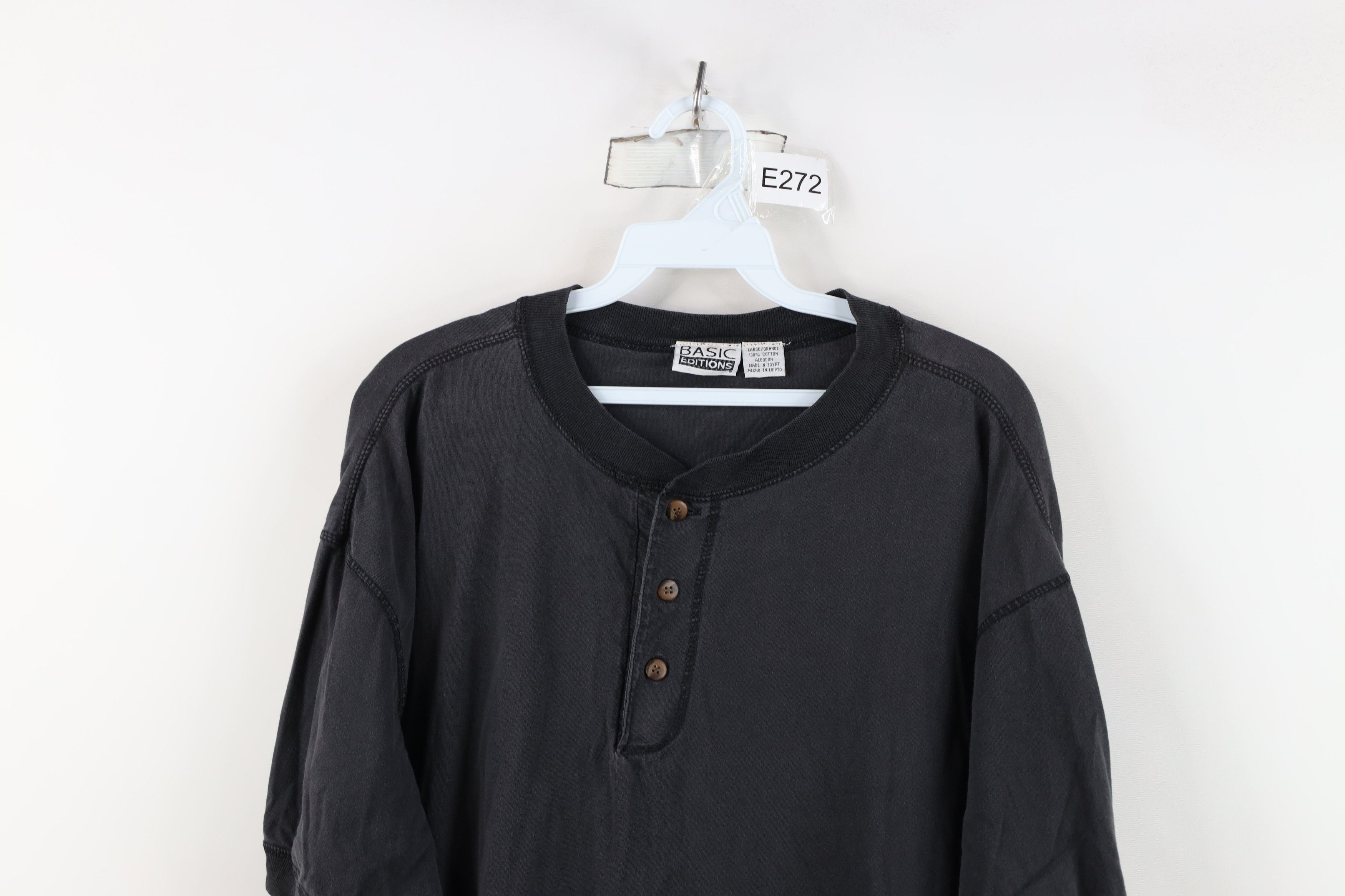 Vintage Vintage 90s Streetwear Cotton Henley T-Shirt Black Size US L / EU 52-54 / 3 - 2 Thumbnail
