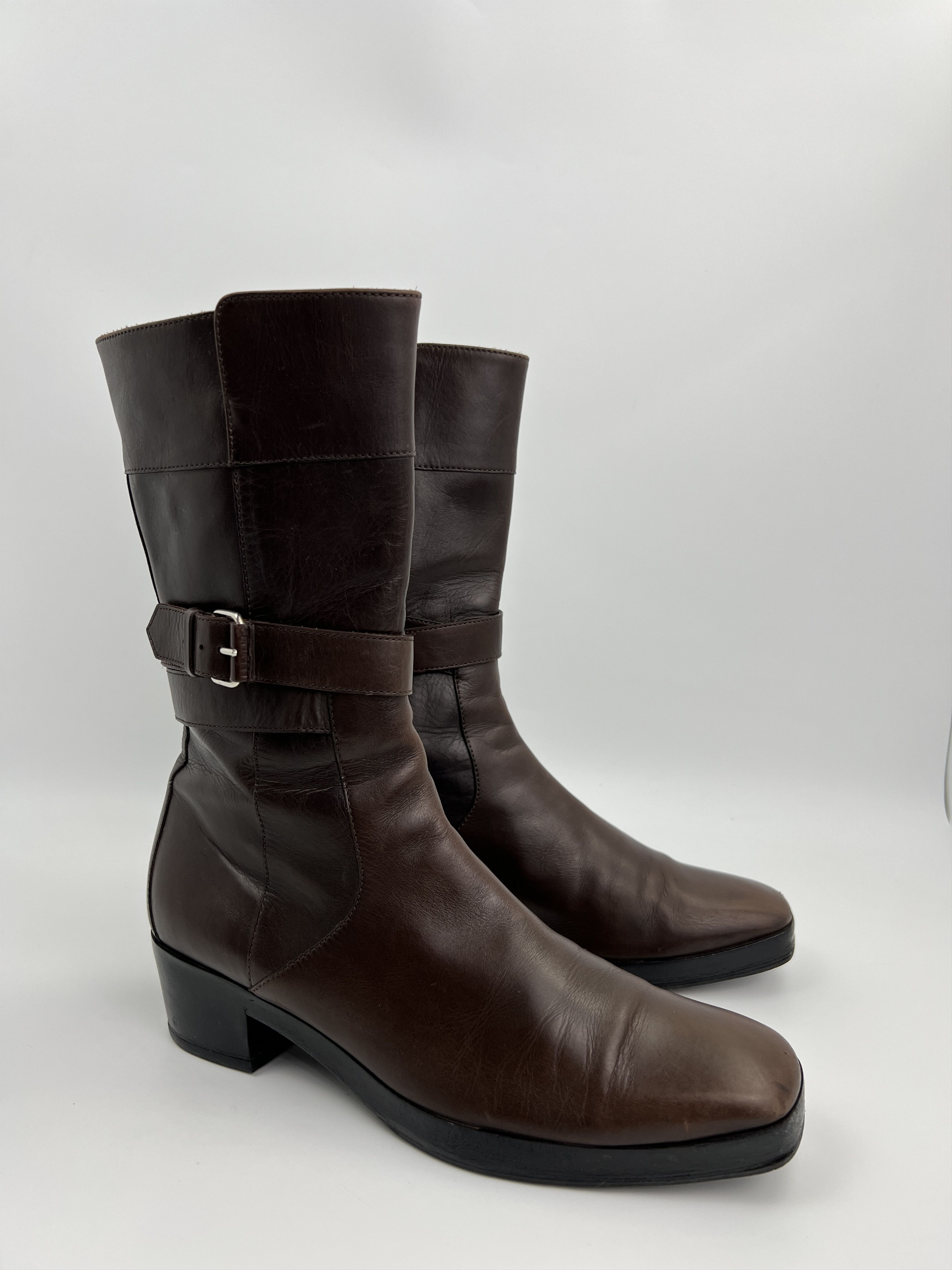 Balenciaga Vintage Balenciaga Brown Leather Moto Boots With Straps Size US 6 / IT 36 - 2 Thumbnail