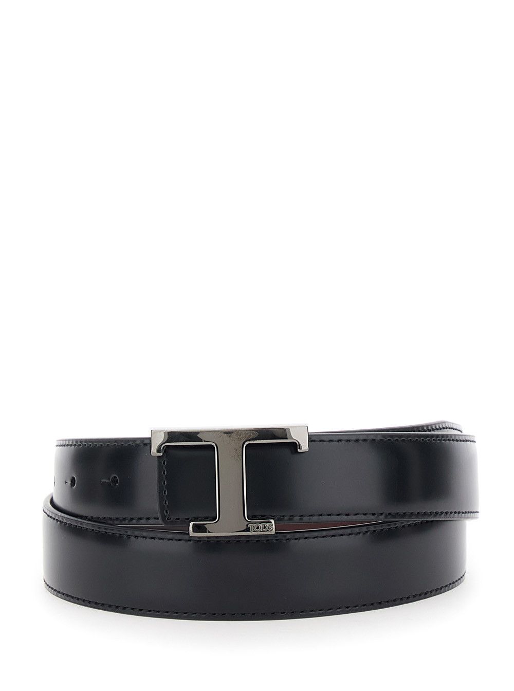 Tod's Black Belt with Adjustable Buckle Closure and T Logo Plaque in Leather Man Size ONE SIZE - 1 Thumbnail
