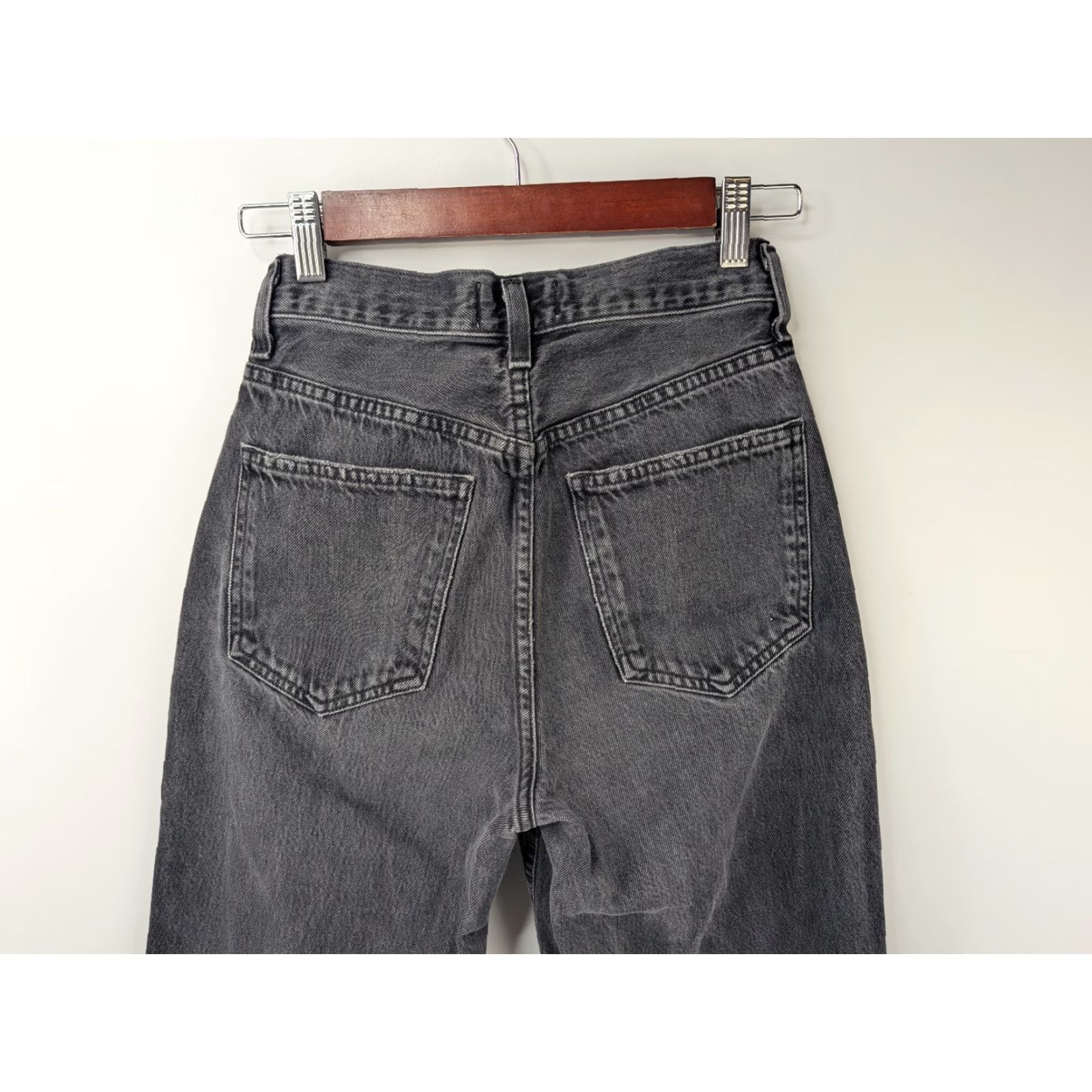 Agolde AGOLDE Jeans Womens 23 High Rise Straight Denim Black Charcoal Wash Size 40" / US 18 - 4 Thumbnail