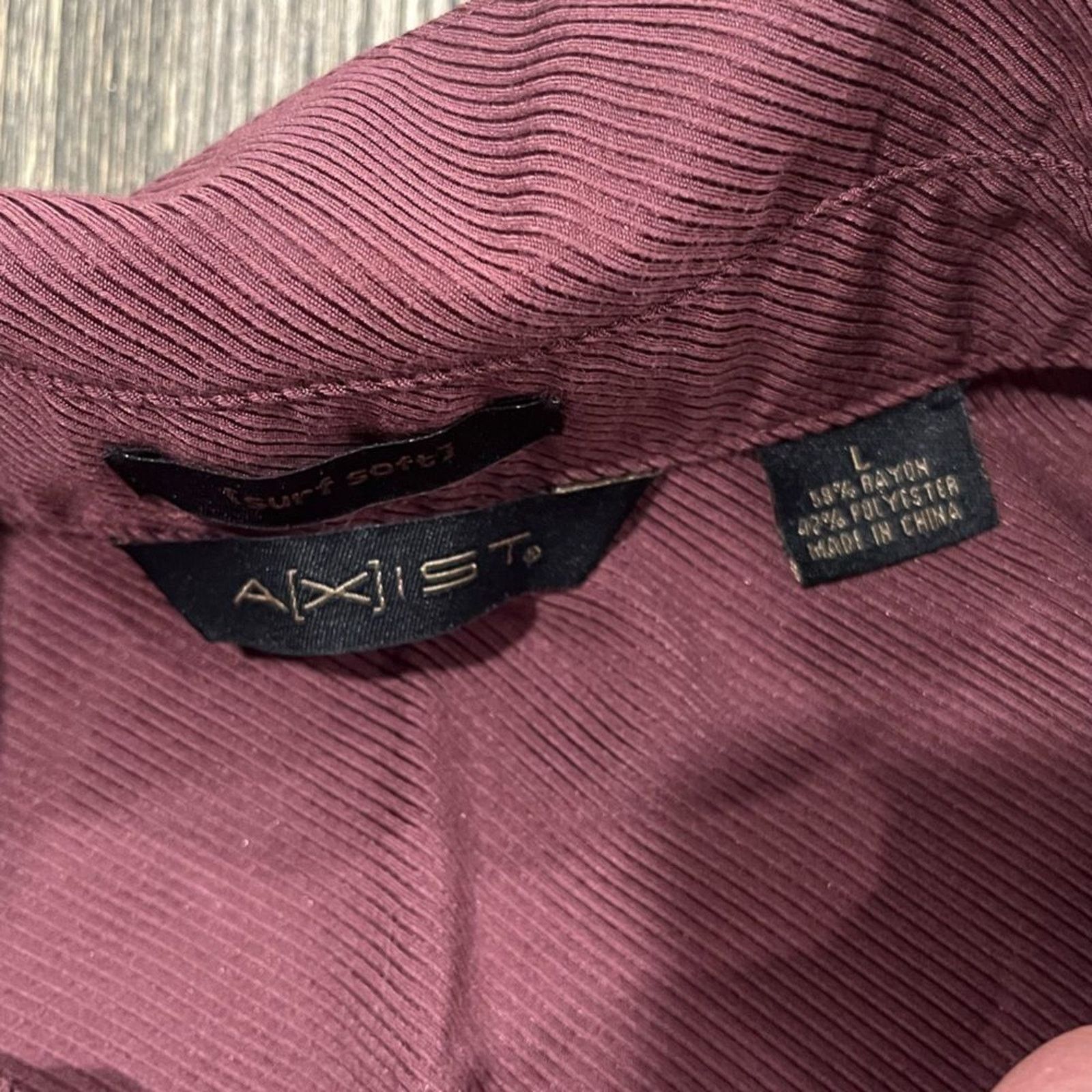 Axist A[x]ist Mens Burgundy Button Front Collared Dress Shirt Sz L Size US L / EU 52-54 / 3 - 3 Thumbnail
