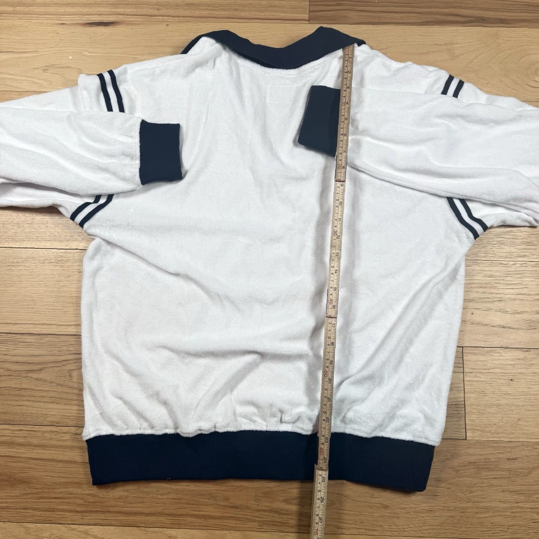Vintage VINTAGE BoGey Boys Quarter Zip Terrycloth Polo Sweater Mens M White Navy NWOT Size US M / EU 48-50 / 2 - 7 Thumbnail