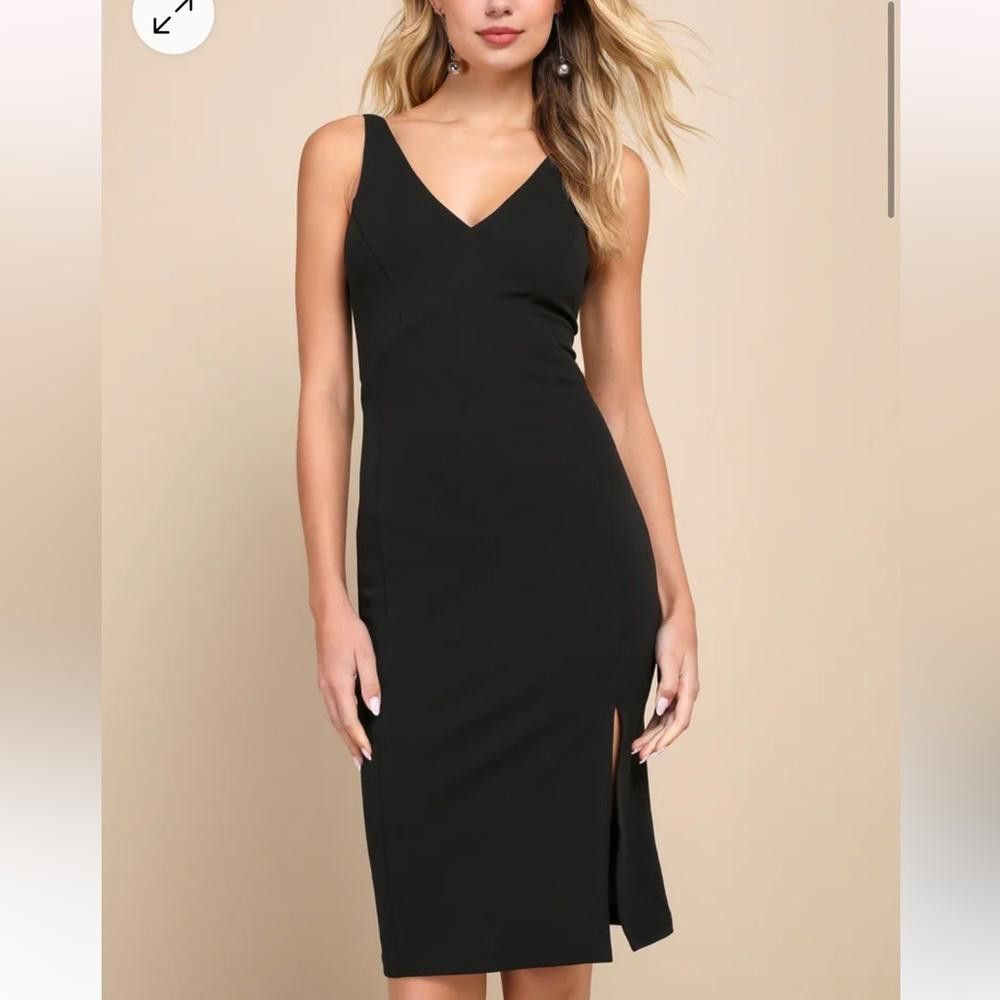 Lulus Lulus l NWT Iconic Moment Black Bodycon Midi Dress XS Size XS / US 0-2 / IT 36-38 - 1 Thumbnail